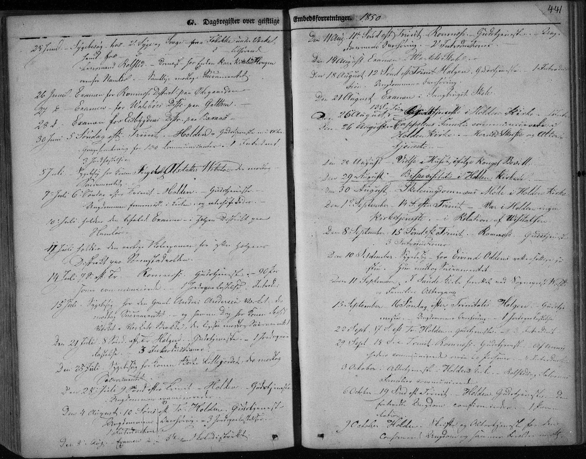 Holla kirkebøker, AV/SAKO-A-272/F/Fa/L0005: Ministerialbok nr. 5, 1849-1860, s. 441