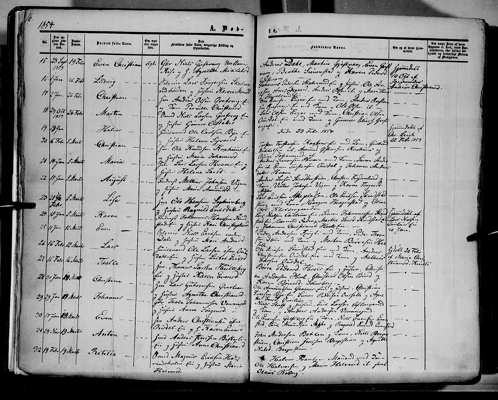 Nes prestekontor, Hedmark, AV/SAH-PREST-020/K/Ka/L0004: Ministerialbok nr. 4, 1852-1886, s. 16