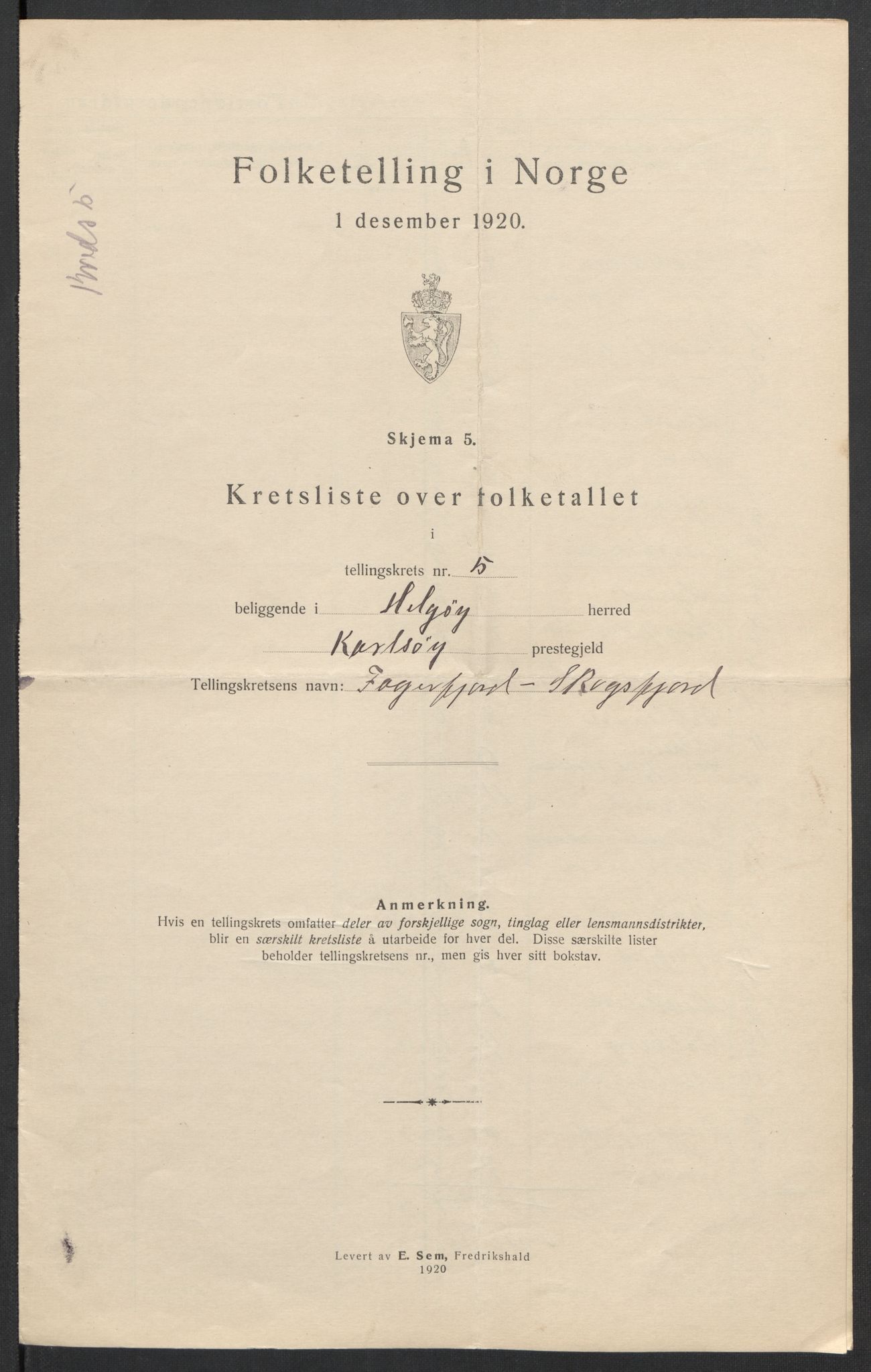 SATØ, Folketelling 1920 for 1935 Helgøy herred, 1920, s. 17