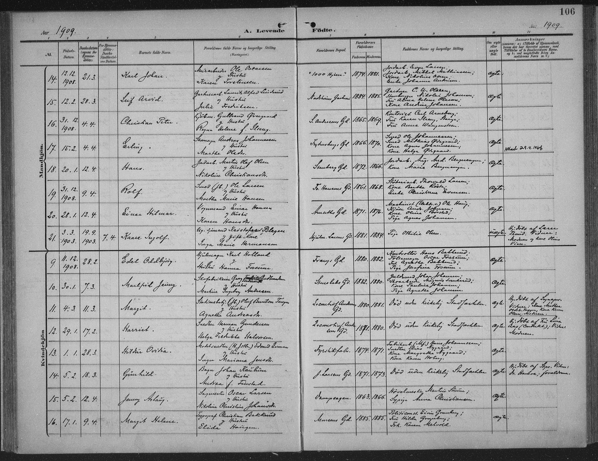 Hamar prestekontor, AV/SAH-DOMPH-002/H/Ha/Haa/L0001: Ministerialbok nr. 1, 1900-1914, s. 106