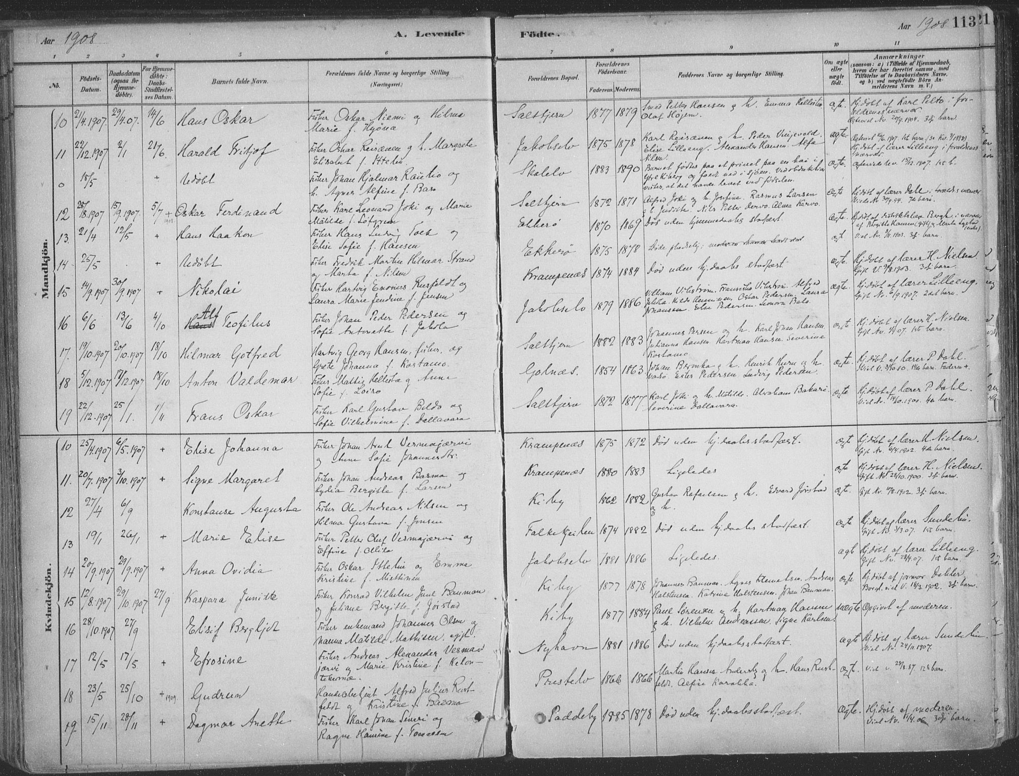 Vadsø sokneprestkontor, AV/SATØ-S-1325/H/Ha/L0009kirke: Ministerialbok nr. 9, 1881-1917, s. 113