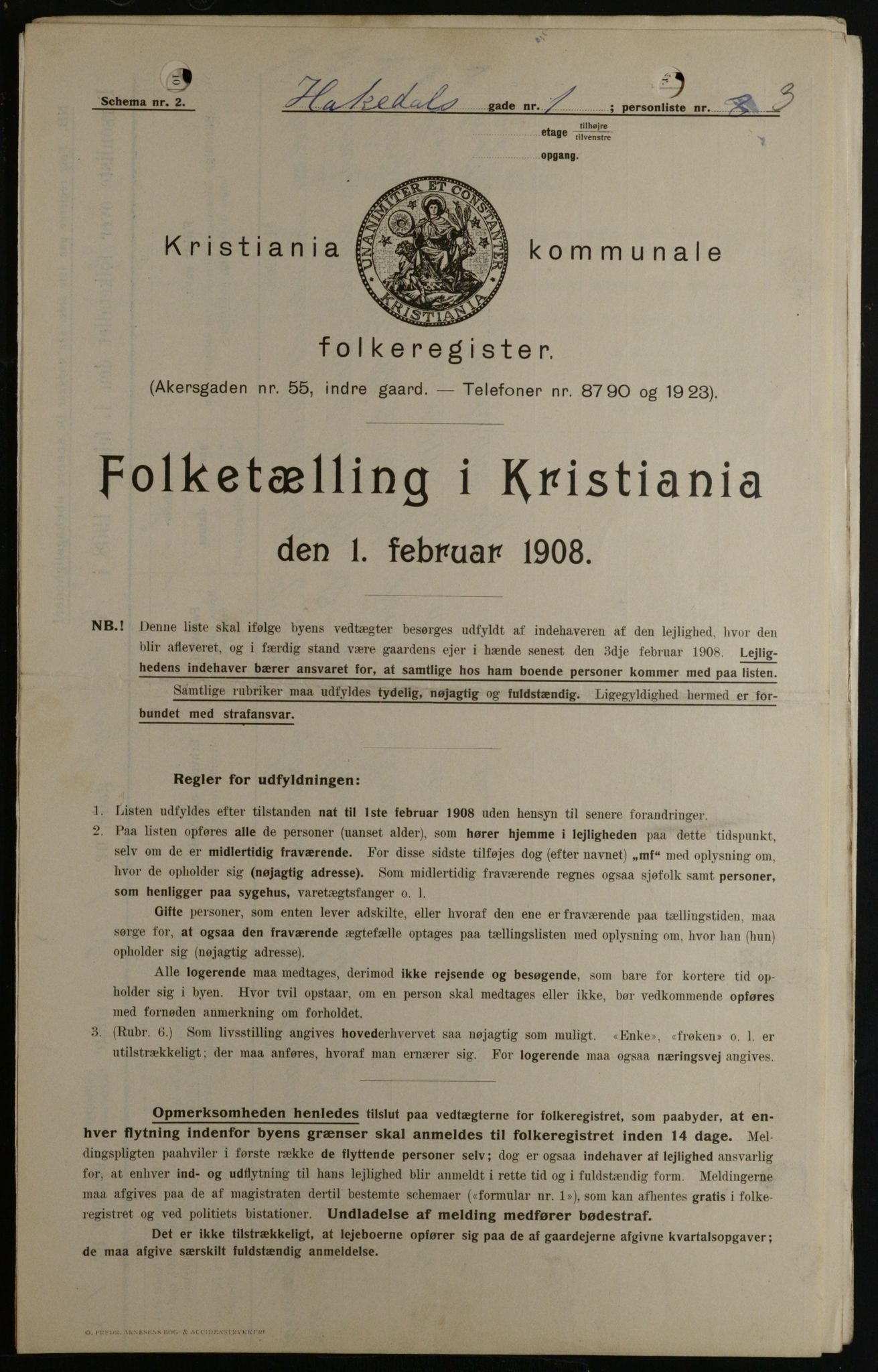 OBA, Kommunal folketelling 1.2.1908 for Kristiania kjøpstad, 1908, s. 30733