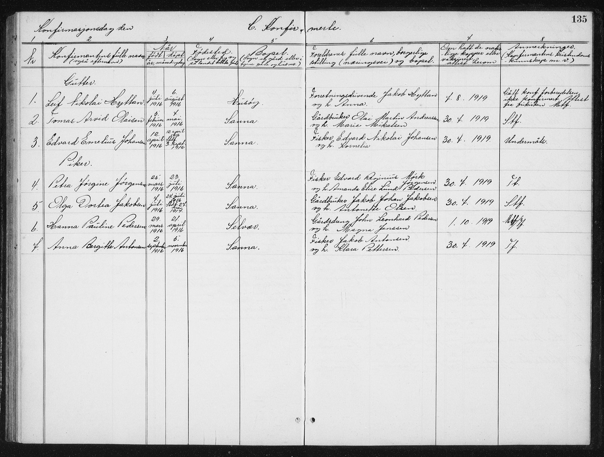 Ministerialprotokoller, klokkerbøker og fødselsregistre - Nordland, SAT/A-1459/840/L0583: Klokkerbok nr. 840C03, 1901-1933, s. 135