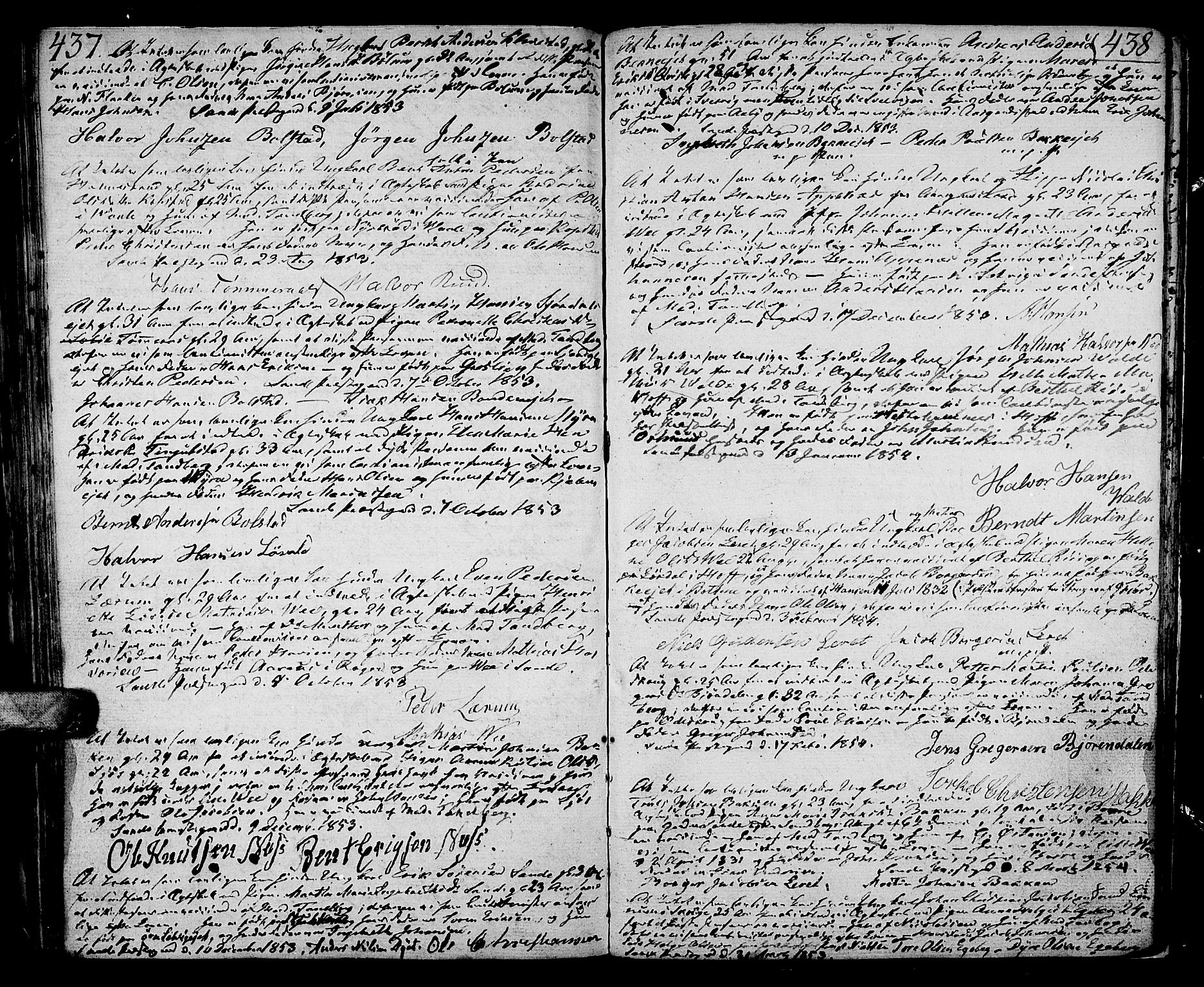 Sande Kirkebøker, AV/SAKO-A-53/F/Fa/L0002: Ministerialbok nr. 2, 1804-1814, s. 437-438