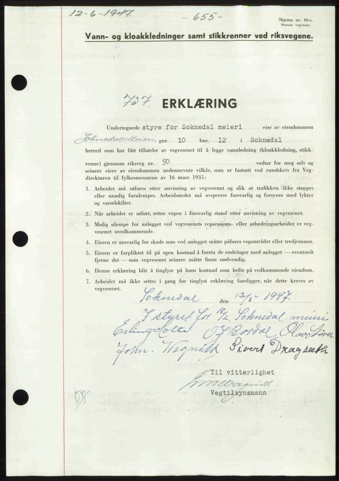 Gauldal sorenskriveri, SAT/A-0014/1/2/2C: Pantebok nr. A3, 1947-1947, Dagboknr: 737/1947