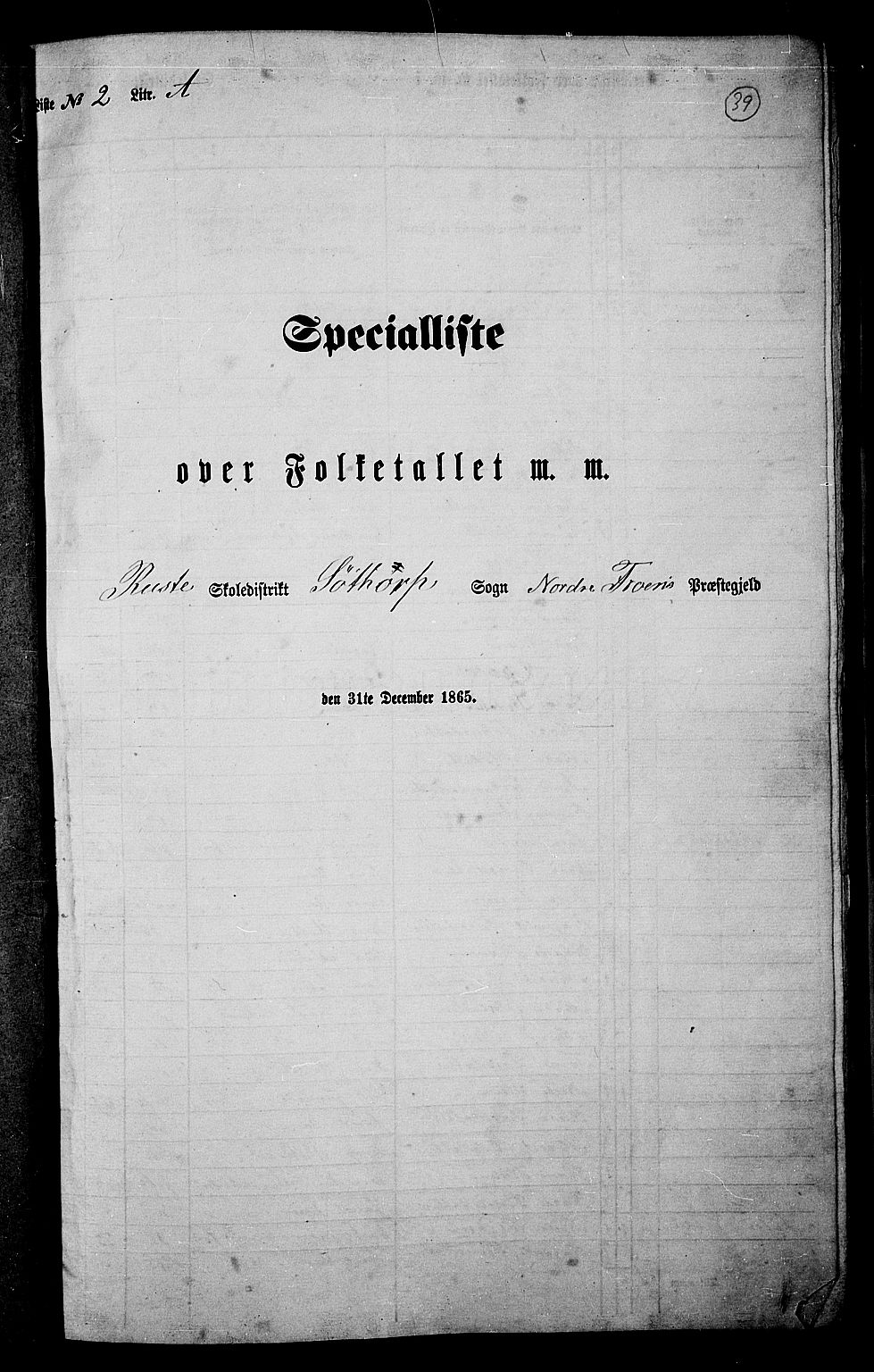 RA, Folketelling 1865 for 0518P Nord-Fron prestegjeld, 1865, s. 38