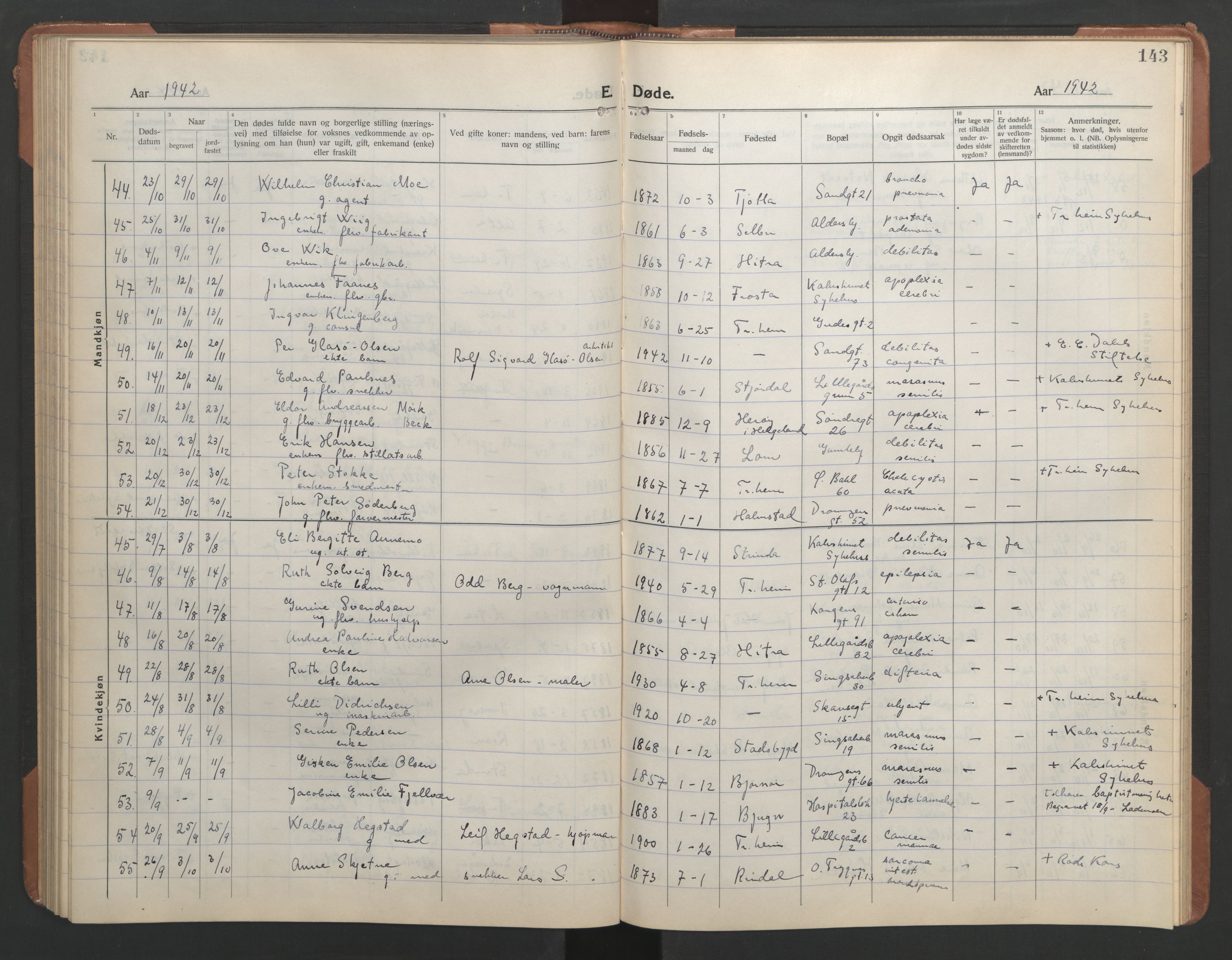 Ministerialprotokoller, klokkerbøker og fødselsregistre - Sør-Trøndelag, AV/SAT-A-1456/602/L0150: Klokkerbok nr. 602C18, 1922-1949, s. 143