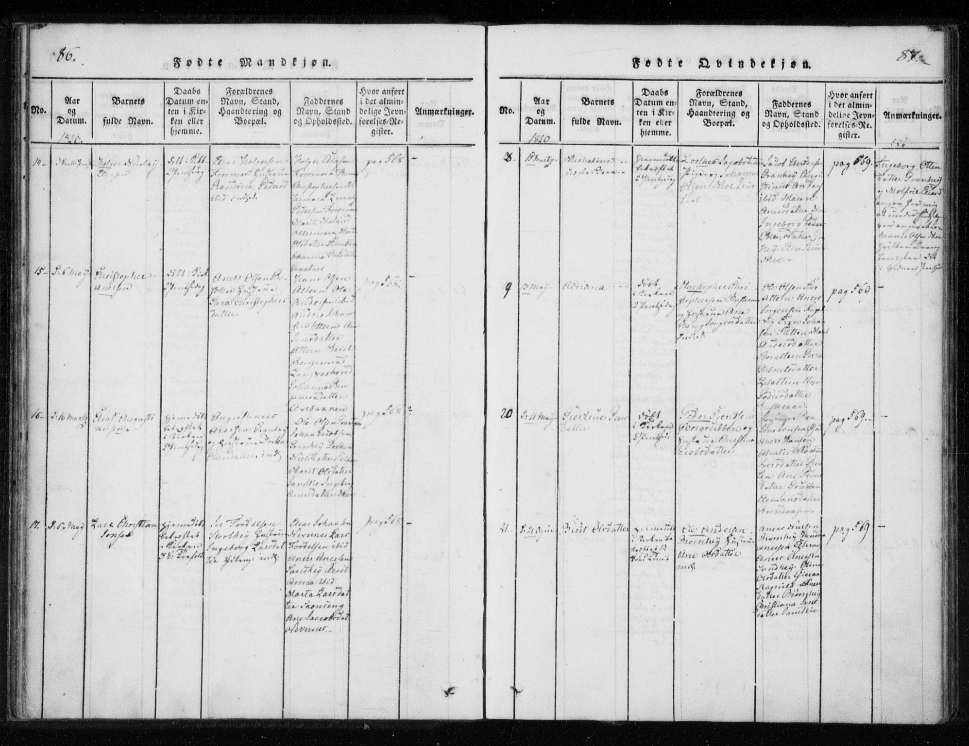 Ministerialprotokoller, klokkerbøker og fødselsregistre - Nordland, AV/SAT-A-1459/825/L0353: Ministerialbok nr. 825A07, 1820-1826, s. 86-87