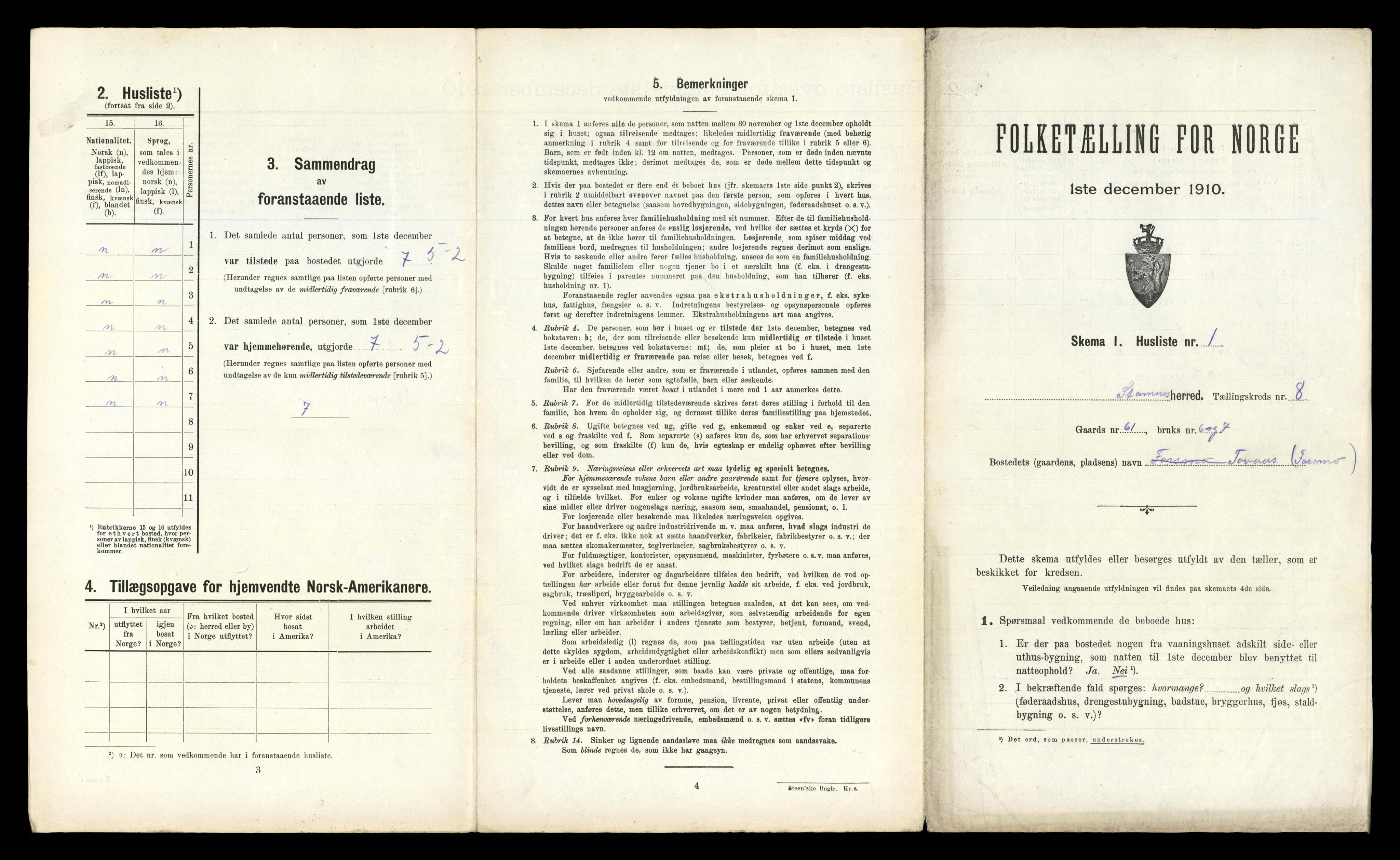 RA, Folketelling 1910 for 1821 Stamnes herred, 1910, s. 786