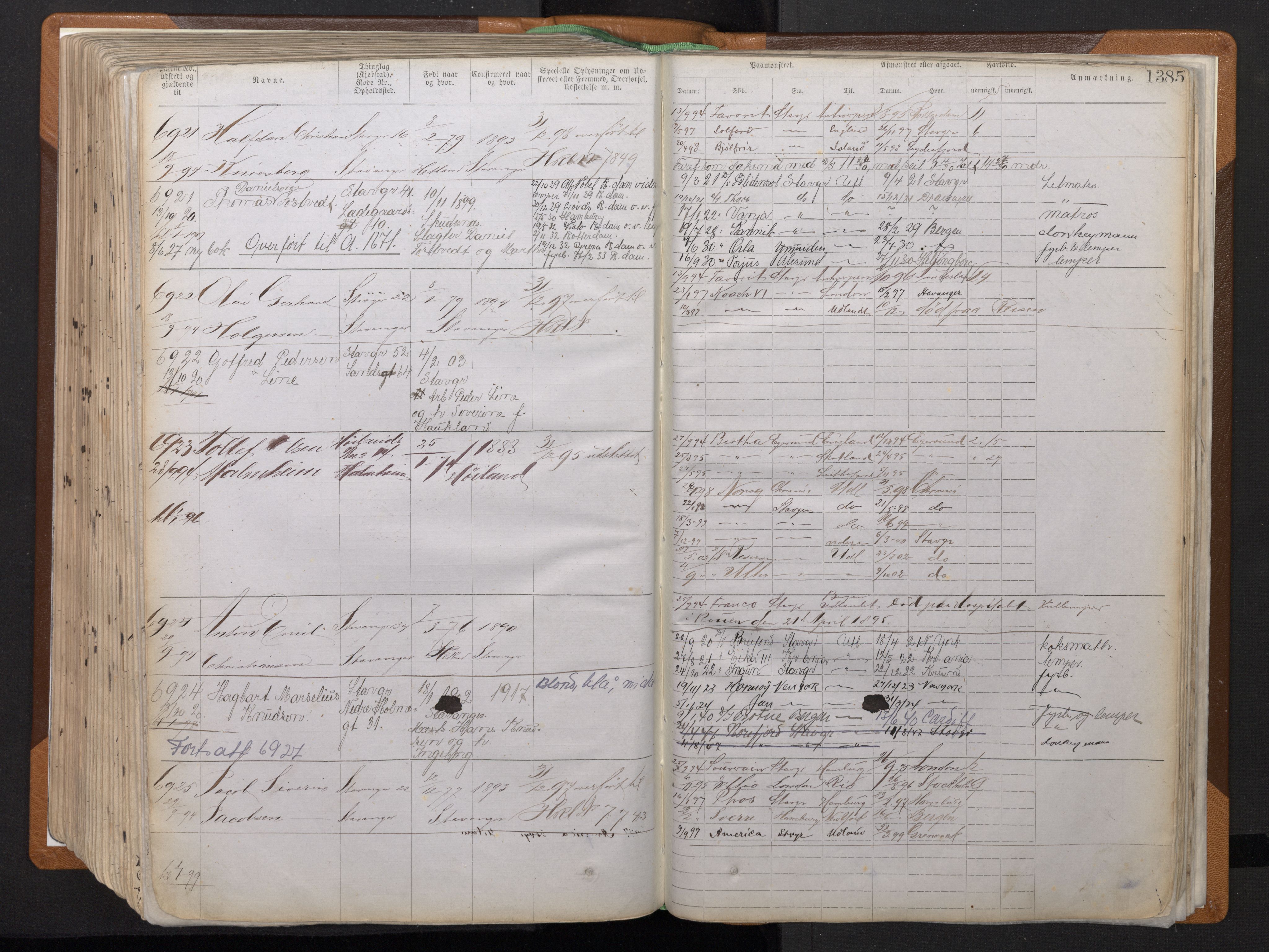 Stavanger sjømannskontor, AV/SAST-A-102006/F/Ff/L0011: Annotasjonsrulle, patentnr. 5225-7180 (dublett), 1887-1900, s. 364