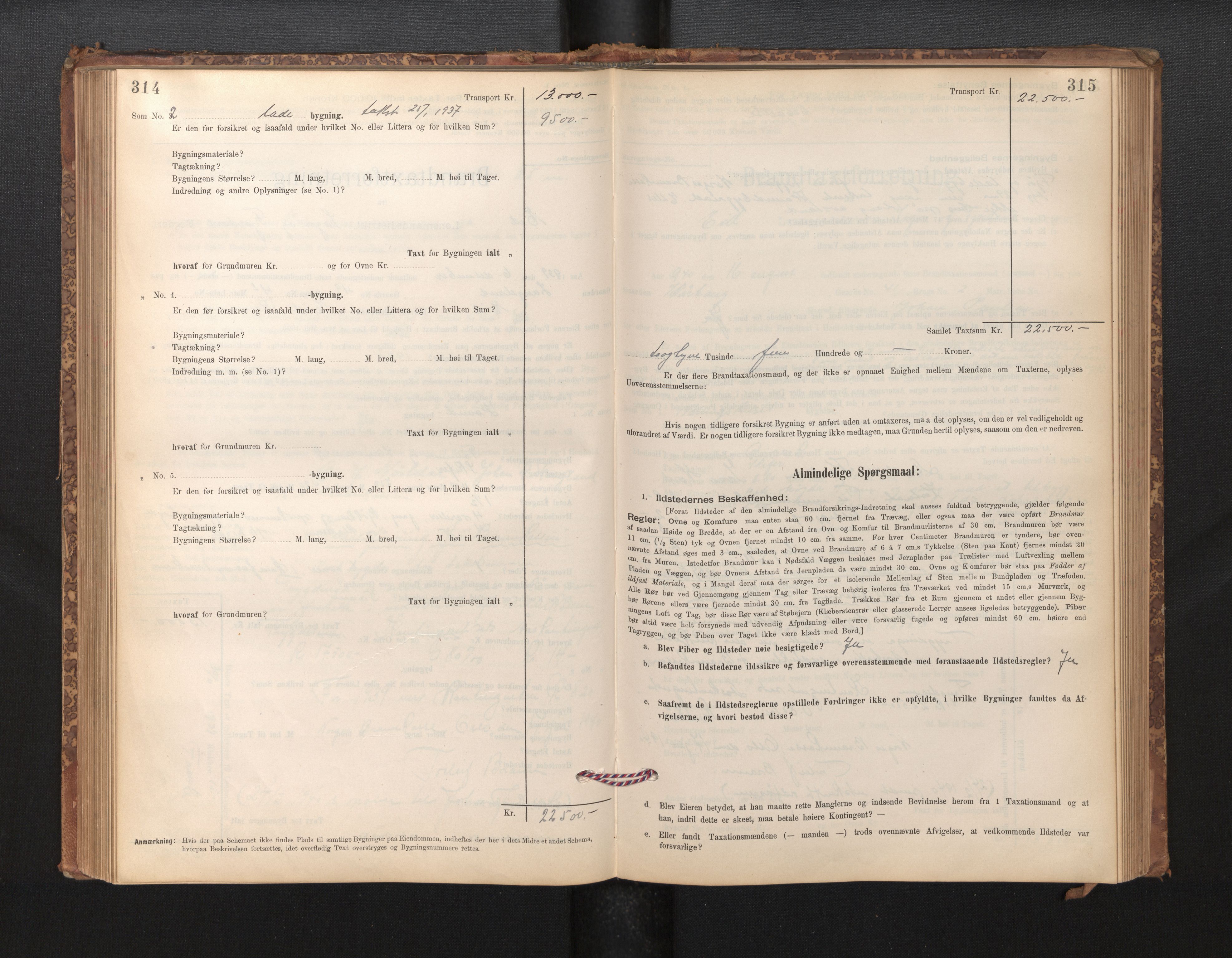 Lensmannen i Eid, SAB/A-27001/0012/L0007: Branntakstprotokoll, skjematakst, 1896-1929, s. 314-315