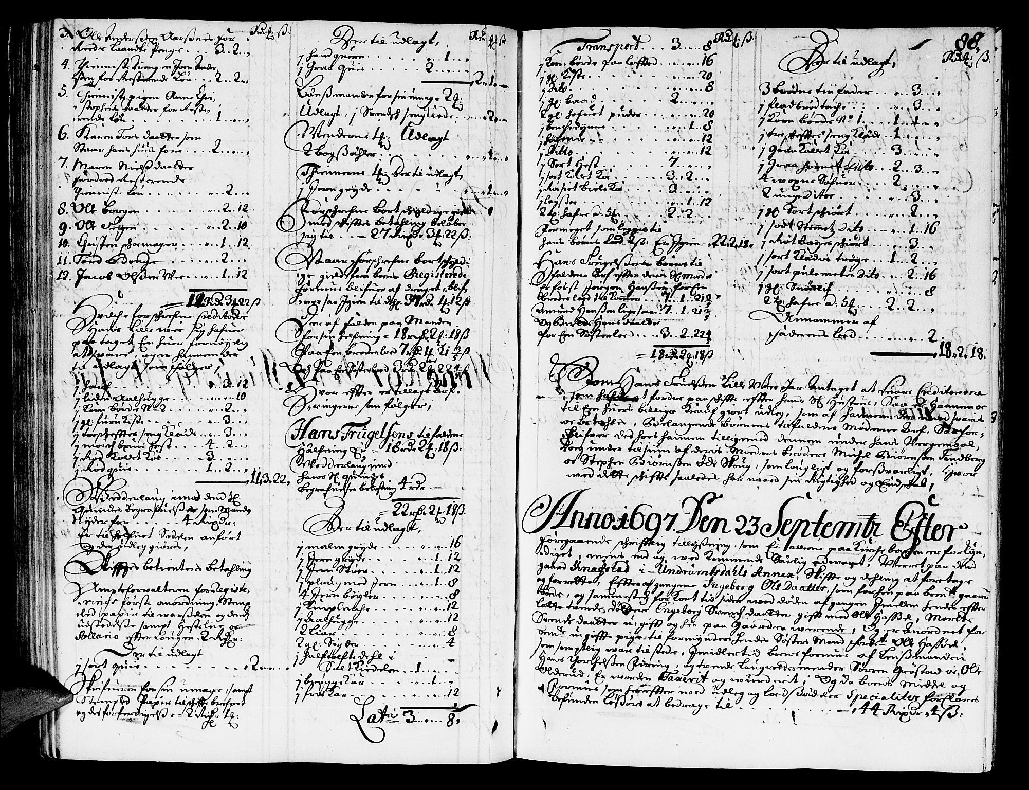 Nordre Jarlsberg sorenskriveri, AV/SAKO-A-80/H/Hc/L0004: Skifteprotokoll, 1696-1701, s. 87b-88a