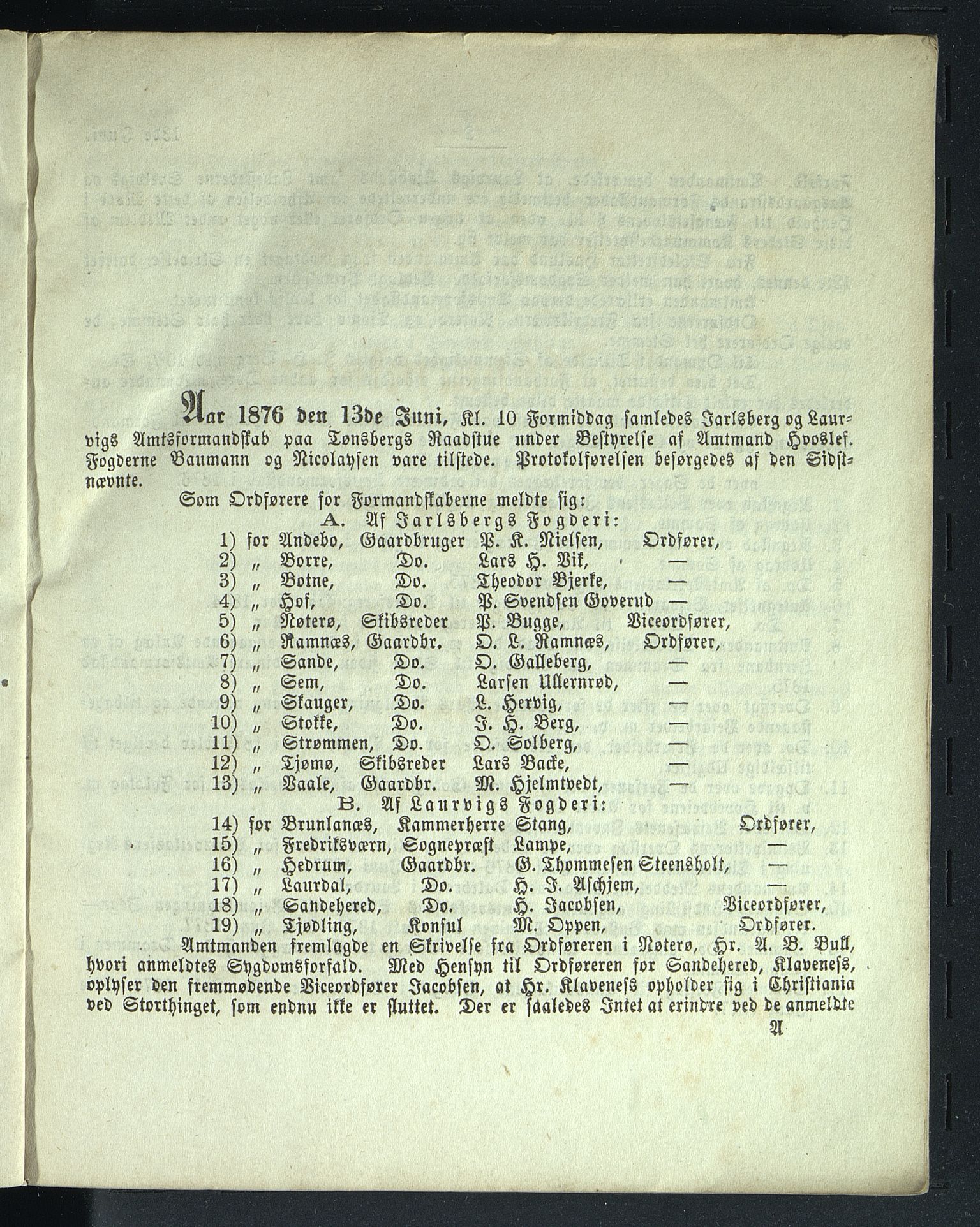 Vestfold fylkeskommune. Fylkestinget, VEMU/A-1315/A/Ab/Abb/L0023: Fylkestingsforhandlinger, 1876