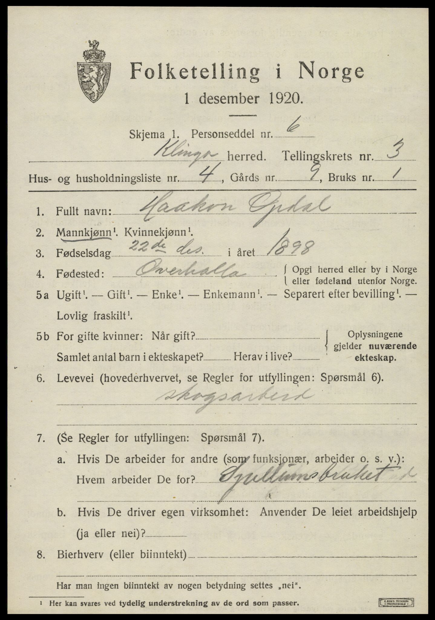 SAT, Folketelling 1920 for 1746 Klinga herred, 1920, s. 2119