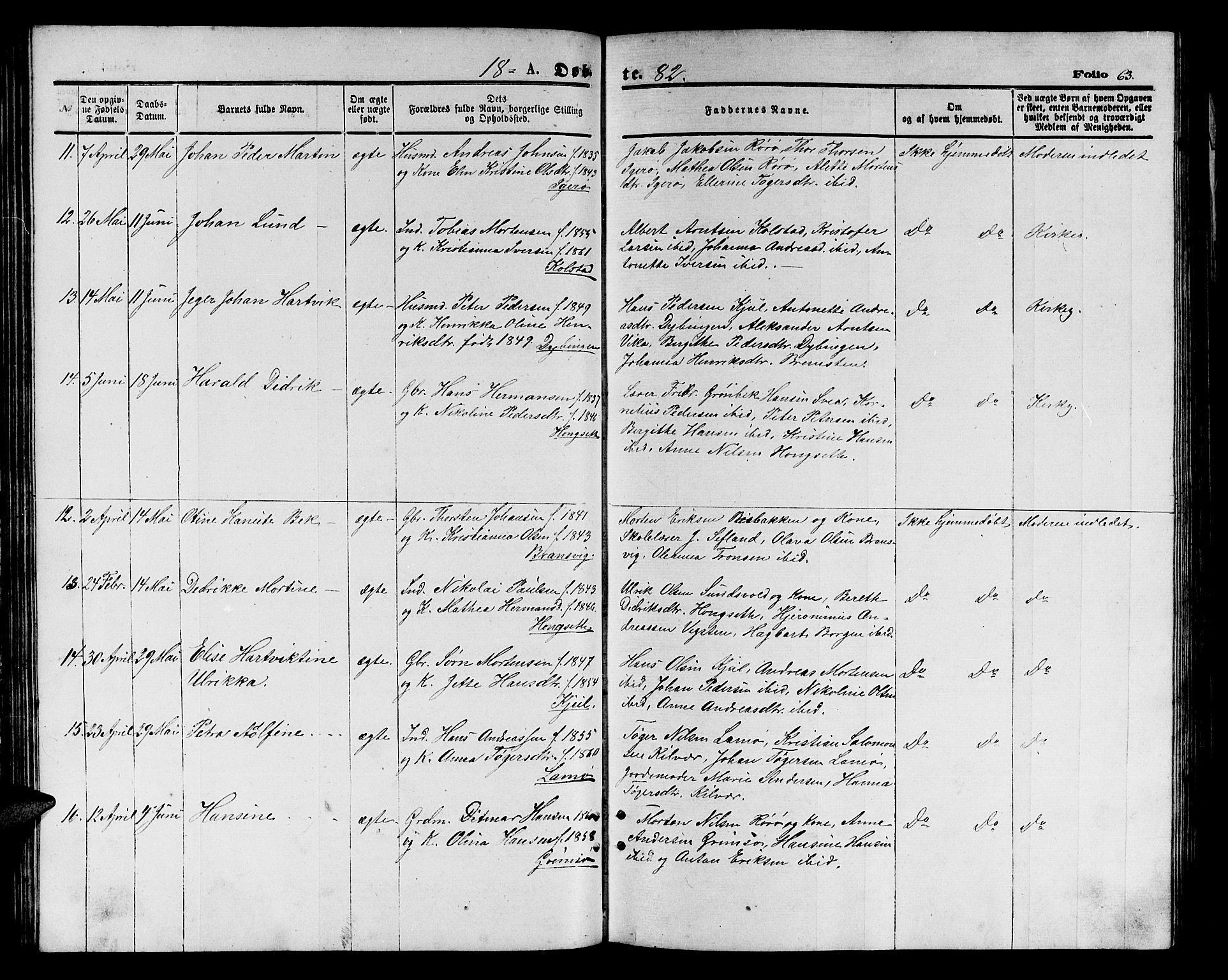 Ministerialprotokoller, klokkerbøker og fødselsregistre - Nordland, AV/SAT-A-1459/816/L0252: Klokkerbok nr. 816C02, 1871-1885, s. 63