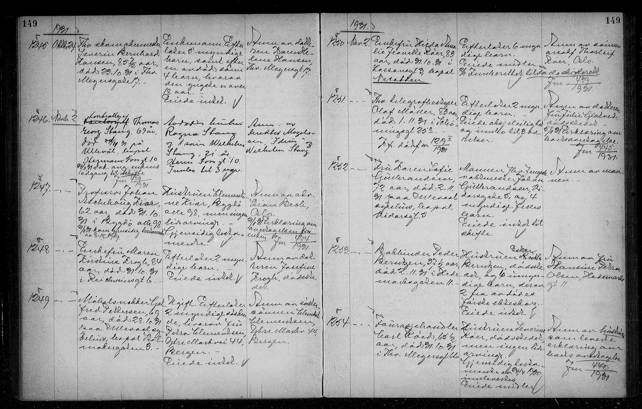 Oslo skifterett, AV/SAO-A-10383/G/Ga/Gac/L0016: Dødsfallsprotokoll, 1930-1932, s. 149