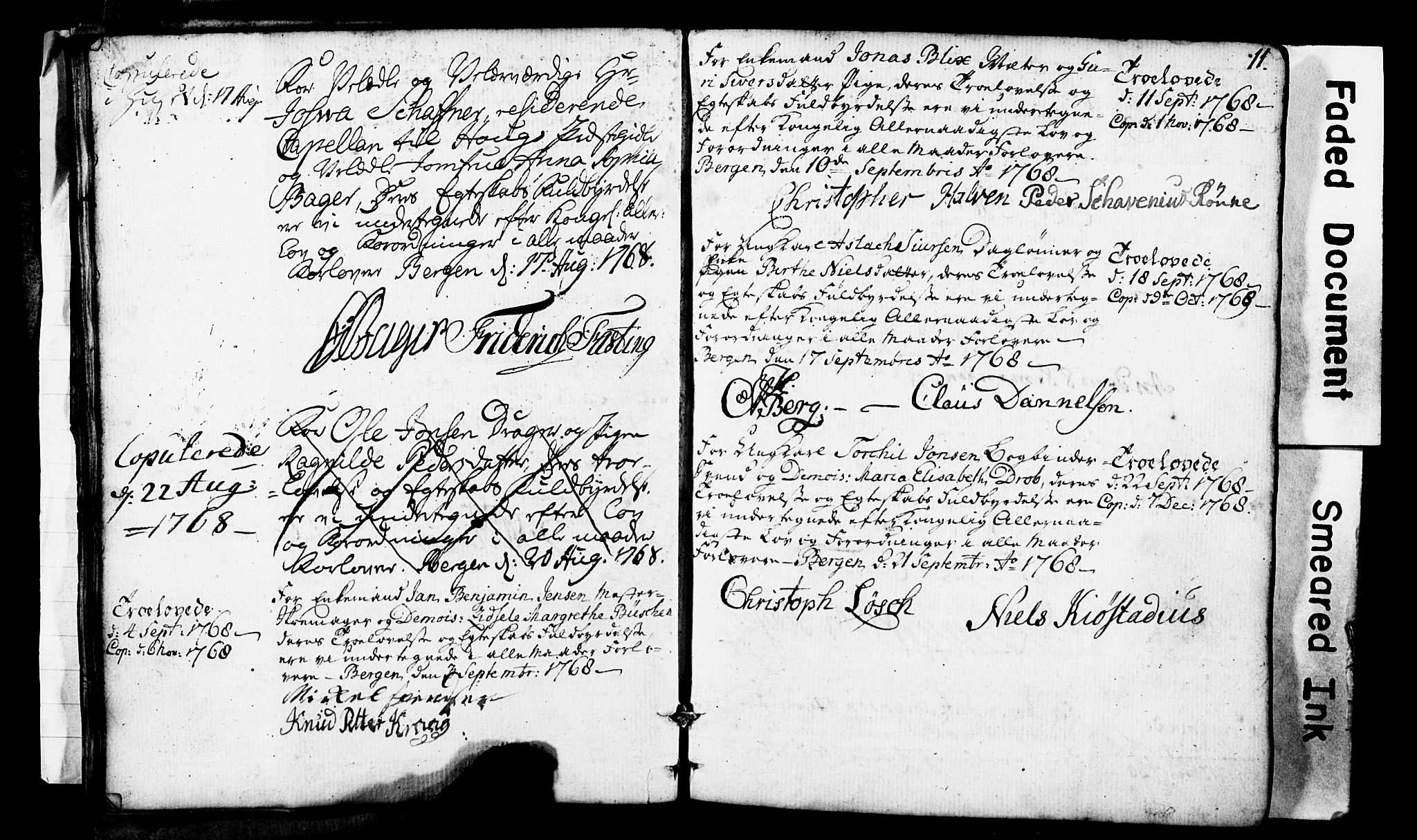 Domkirken sokneprestembete, SAB/A-74801: Forlovererklæringer nr. II.5.1, 1767-1792, s. 11