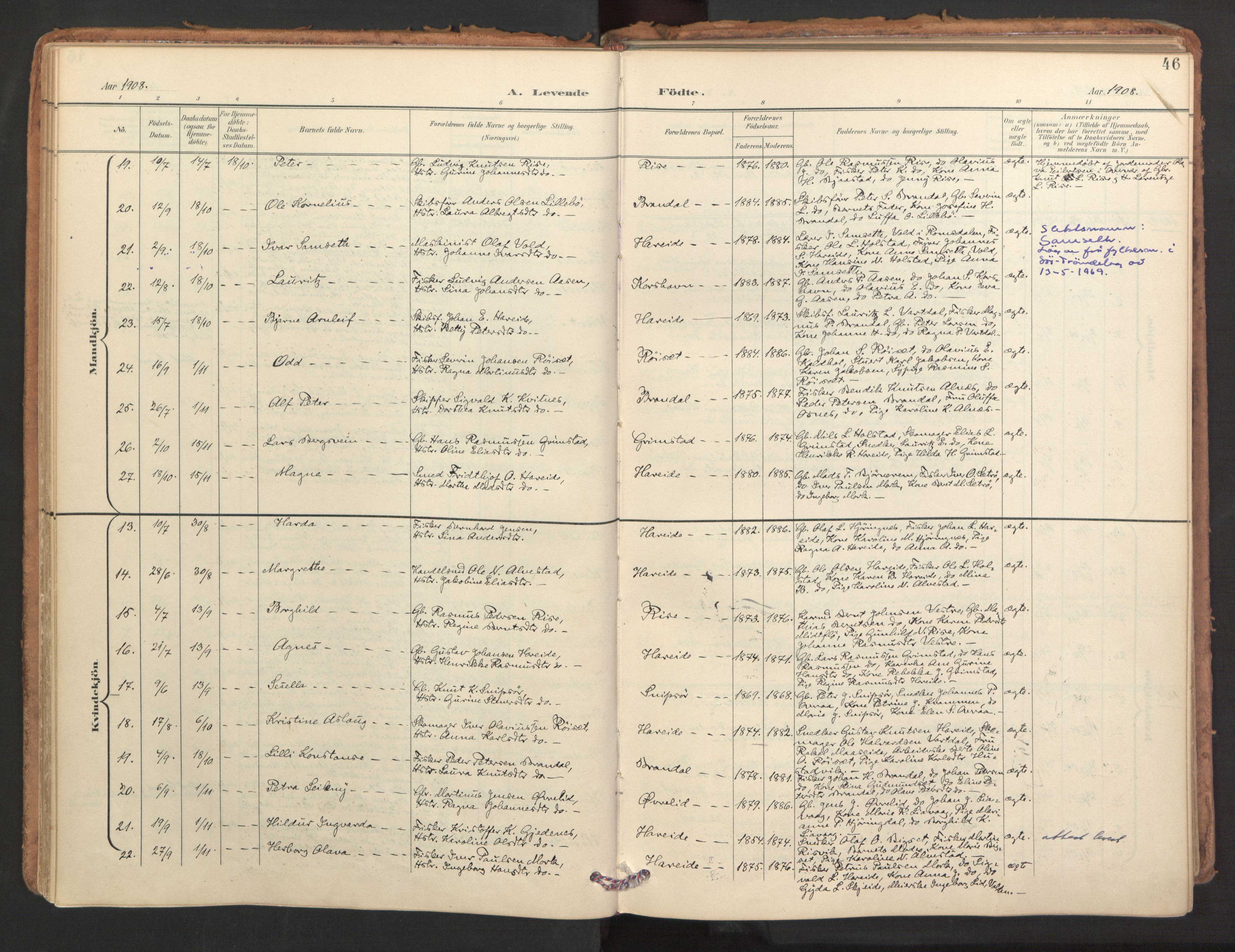 Ministerialprotokoller, klokkerbøker og fødselsregistre - Møre og Romsdal, SAT/A-1454/510/L0123: Ministerialbok nr. 510A03, 1898-1922, s. 46