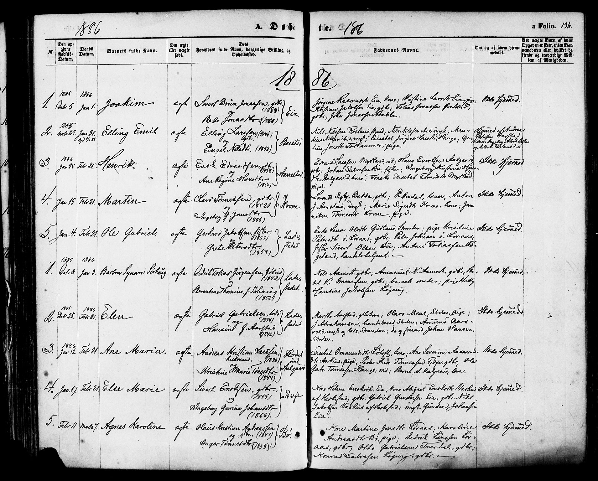 Sokndal sokneprestkontor, SAST/A-101808: Ministerialbok nr. A 10, 1874-1886, s. 136