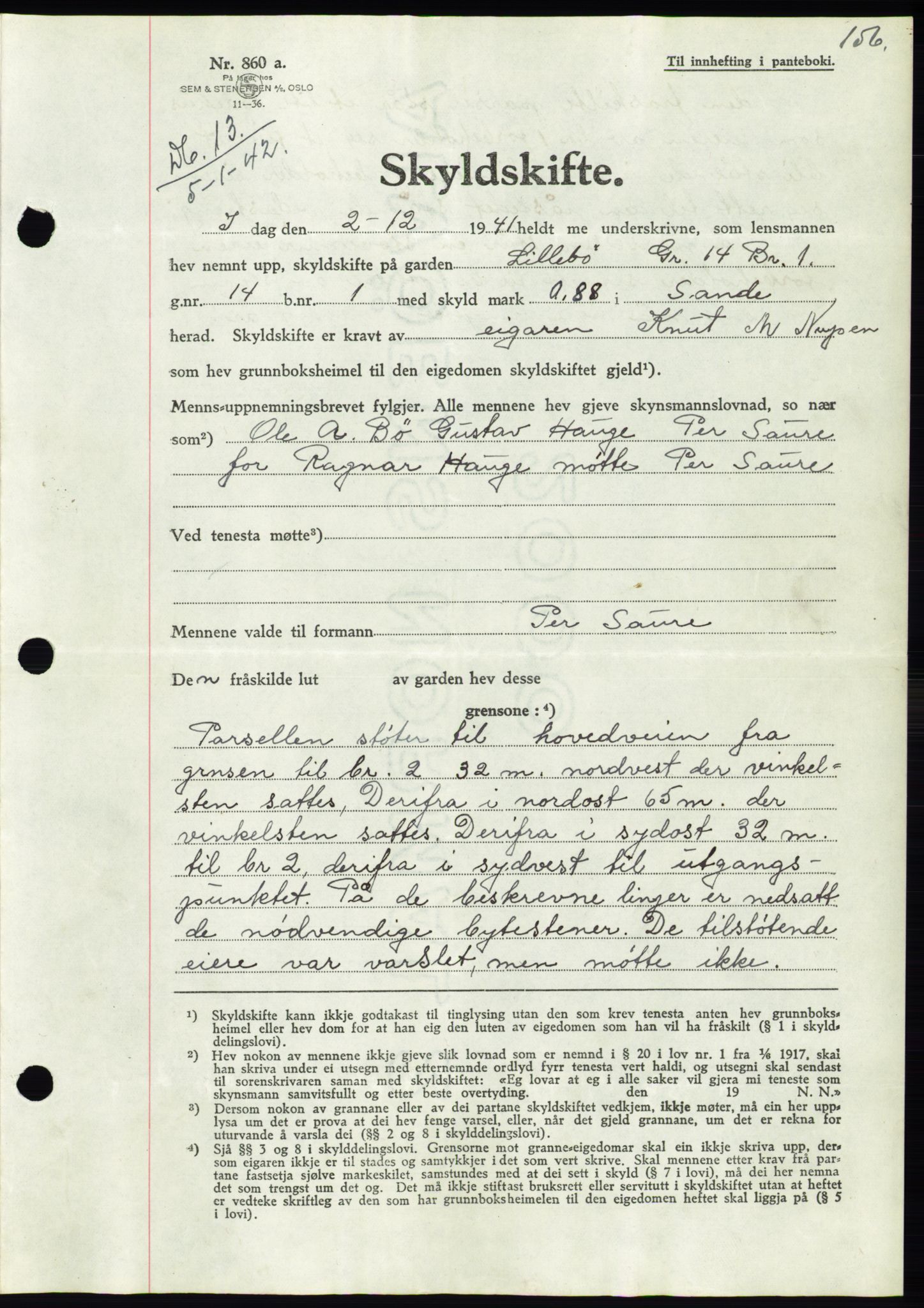 Søre Sunnmøre sorenskriveri, SAT/A-4122/1/2/2C/L0073: Pantebok nr. 67, 1941-1942, Dagboknr: 13/1942