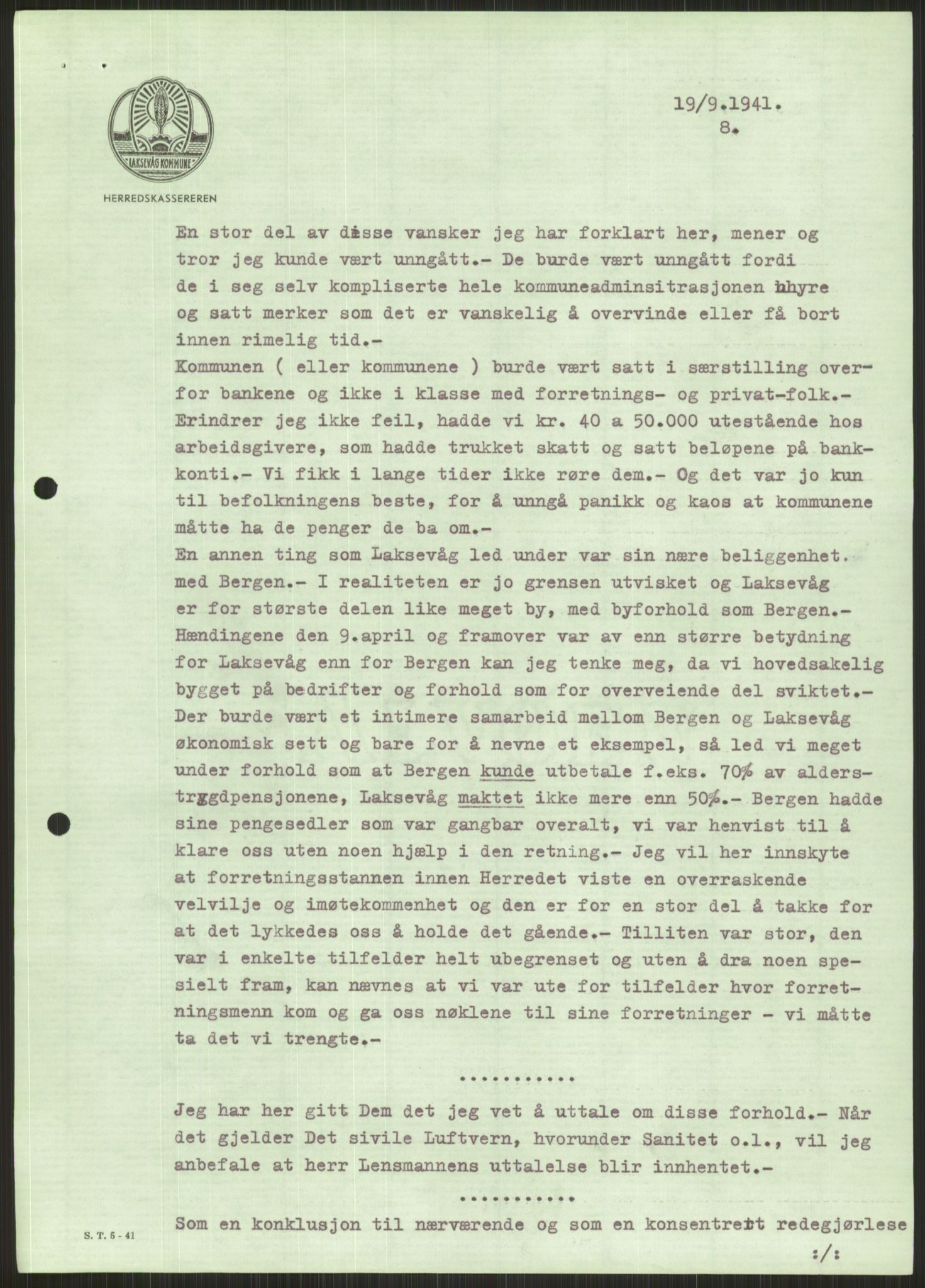 Forsvaret, Forsvarets krigshistoriske avdeling, AV/RA-RAFA-2017/Y/Ya/L0015: II-C-11-31 - Fylkesmenn.  Rapporter om krigsbegivenhetene 1940., 1940, s. 372