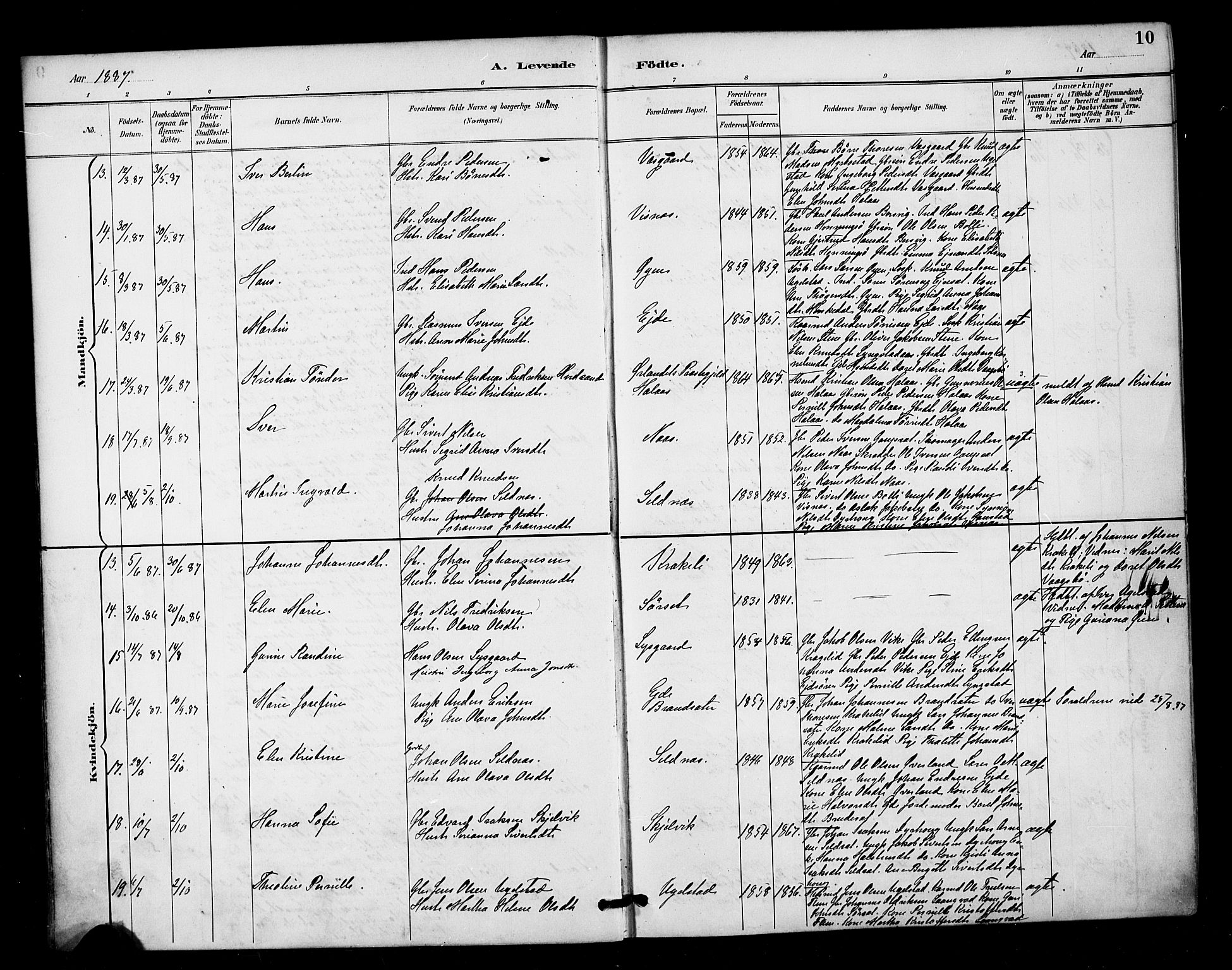 Ministerialprotokoller, klokkerbøker og fødselsregistre - Møre og Romsdal, AV/SAT-A-1454/571/L0836: Ministerialbok nr. 571A01, 1884-1899, s. 10