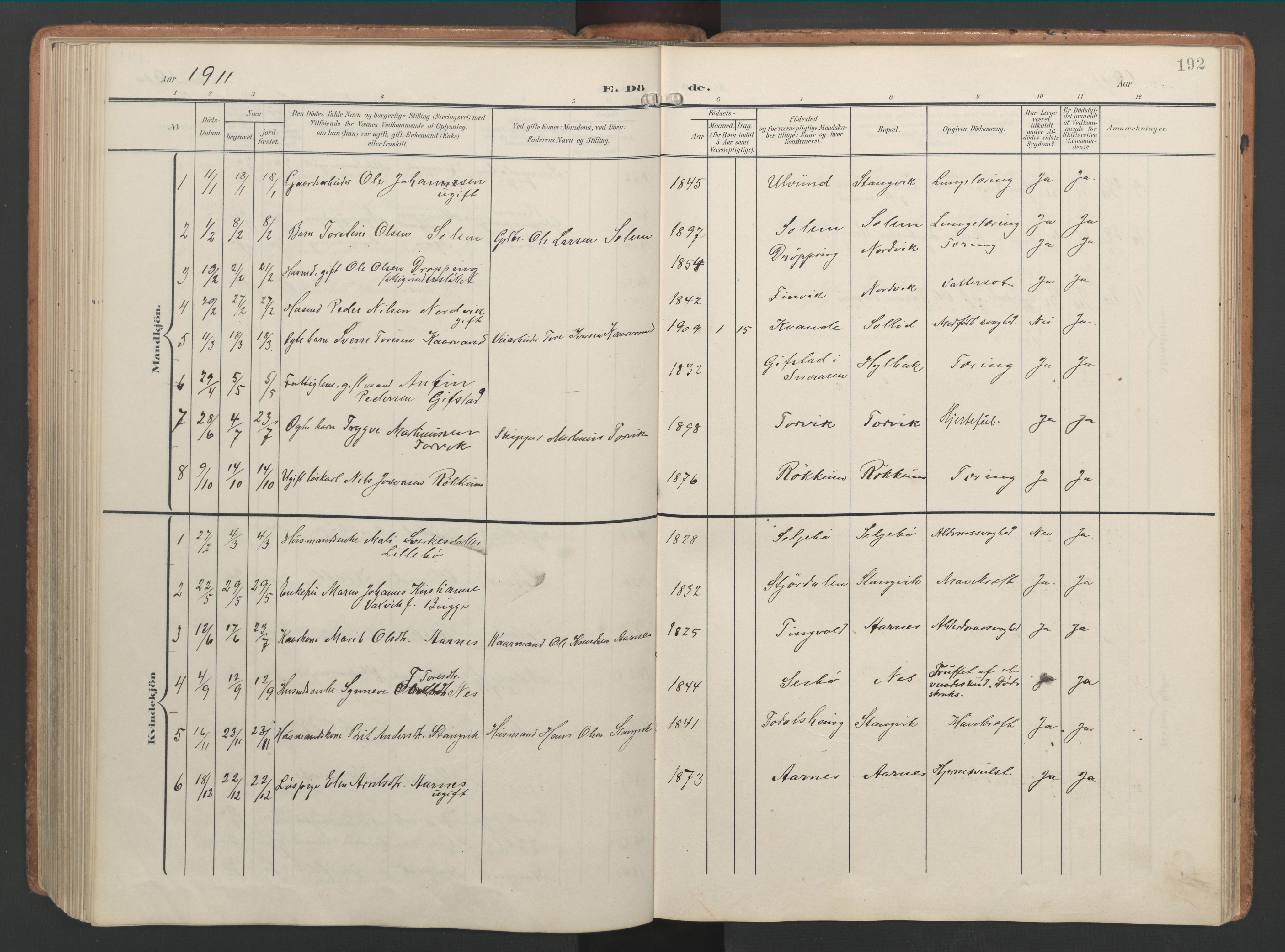 Ministerialprotokoller, klokkerbøker og fødselsregistre - Møre og Romsdal, AV/SAT-A-1454/592/L1030: Ministerialbok nr. 592A08, 1901-1925, s. 192