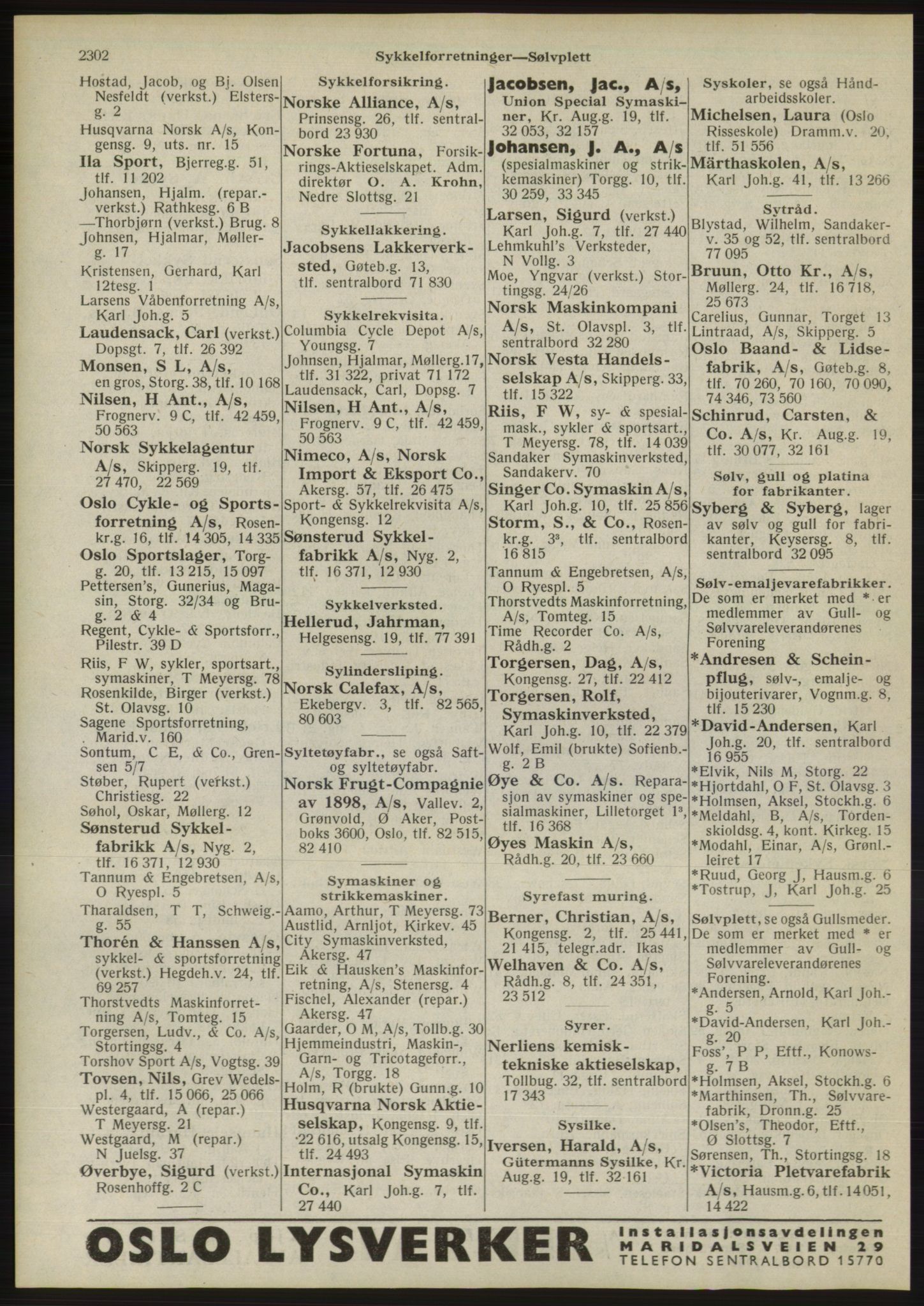 Kristiania/Oslo adressebok, PUBL/-, 1946, s. 2302