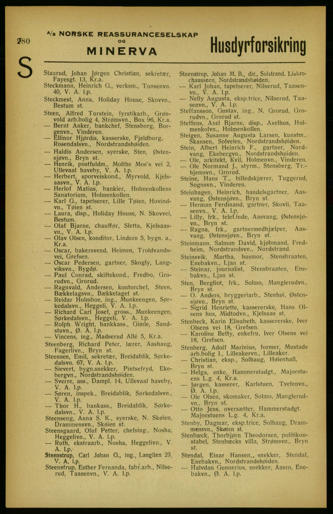 Aker adressebok/adressekalender, PUBL/001/A/002: Akers adressekalender, 1922, s. 280