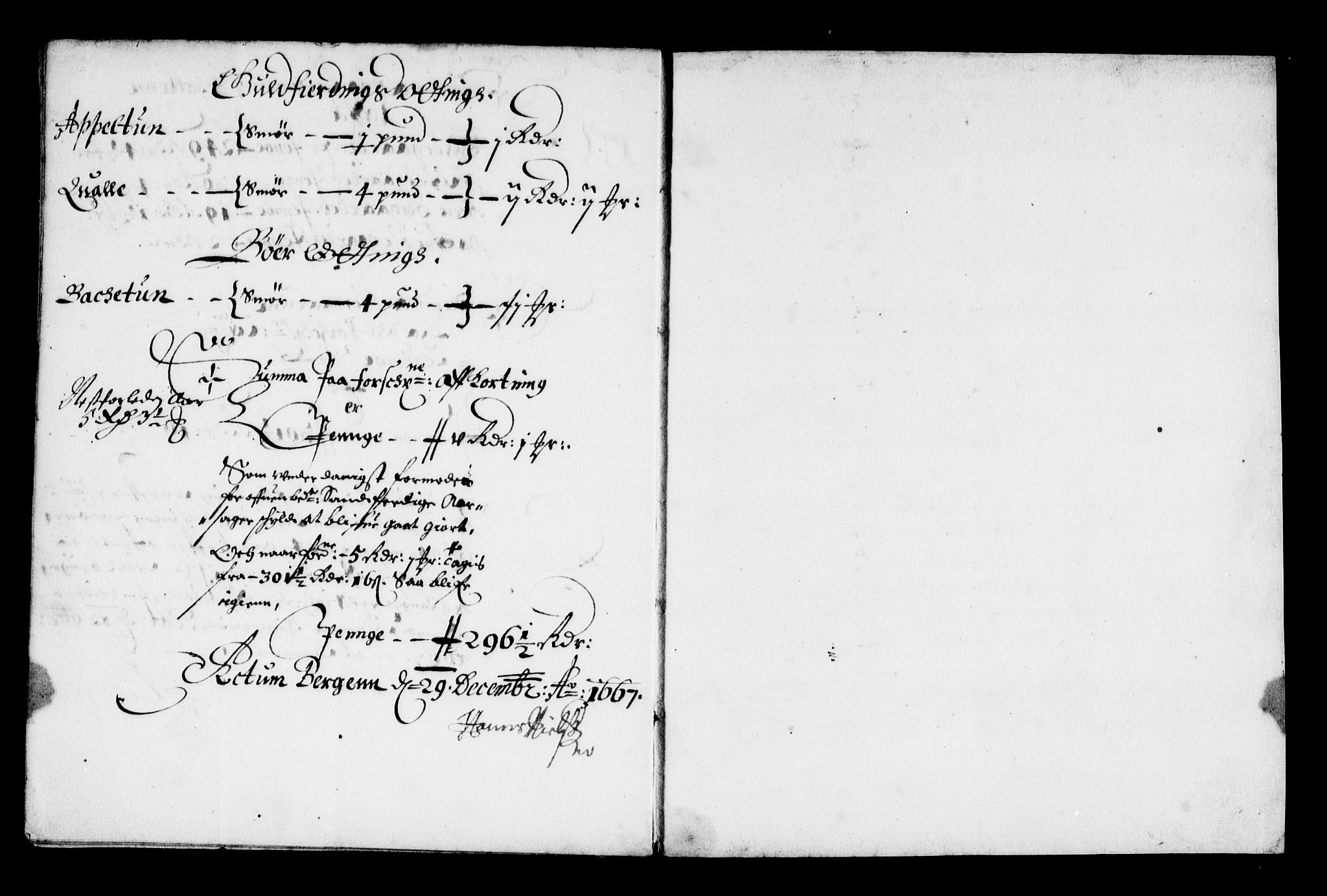 Rentekammeret inntil 1814, Reviderte regnskaper, Stiftamtstueregnskaper, Bergen stiftamt, AV/RA-EA-6043/R/Rc/L0024: Bergen stiftamt, 1667