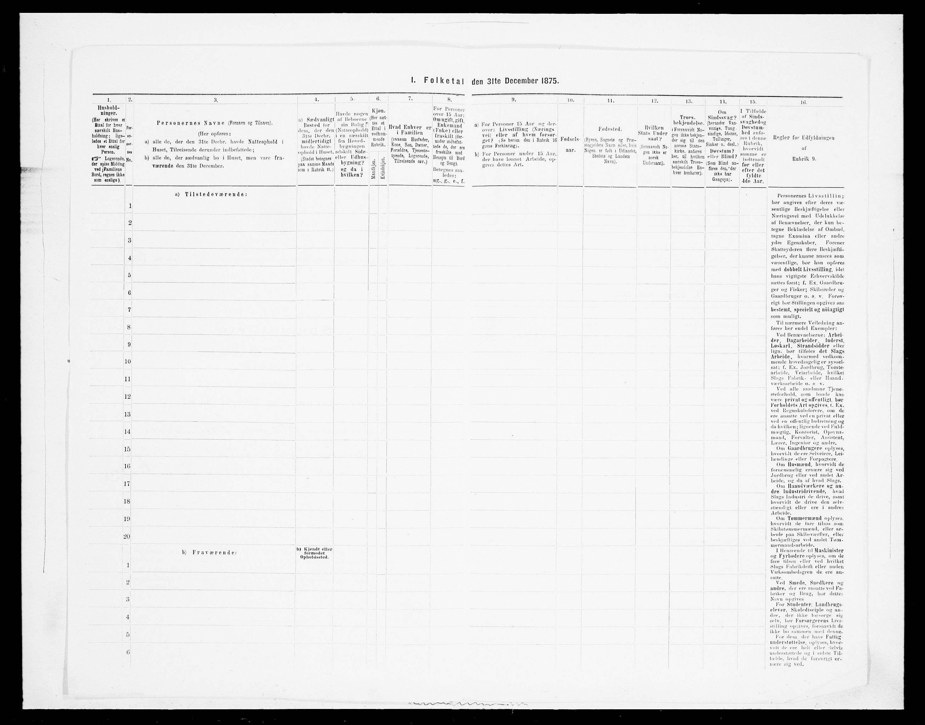 SAH, Folketelling 1875 for 0524L Fåberg prestegjeld, Fåberg sokn og Lillehammer landsokn, 1875, s. 1207