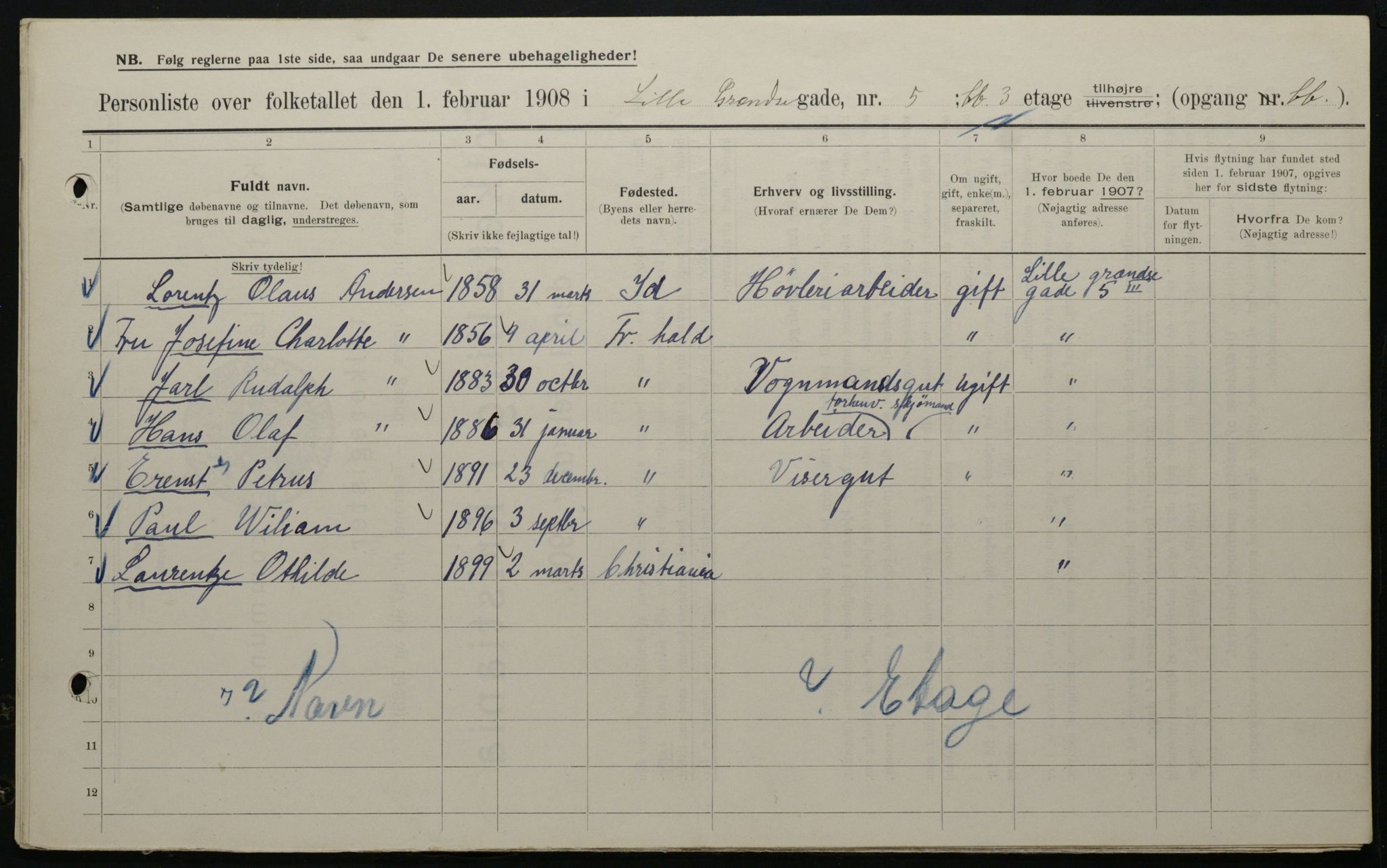 OBA, Kommunal folketelling 1.2.1908 for Kristiania kjøpstad, 1908, s. 51640