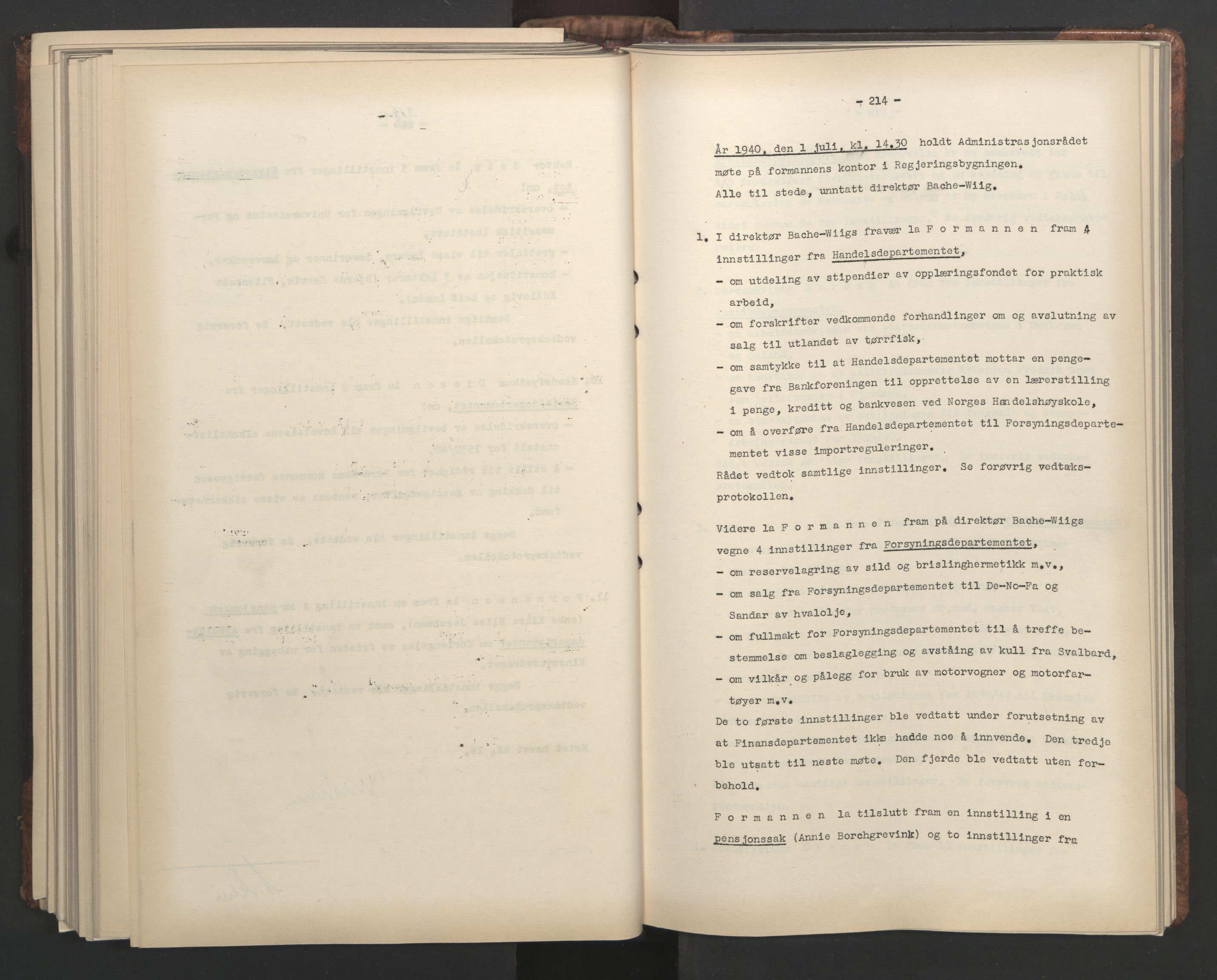 Administrasjonsrådet, RA/S-1004/A/L0001: Møteprotokoll med tillegg 15/4-25/9, 1940, s. 214