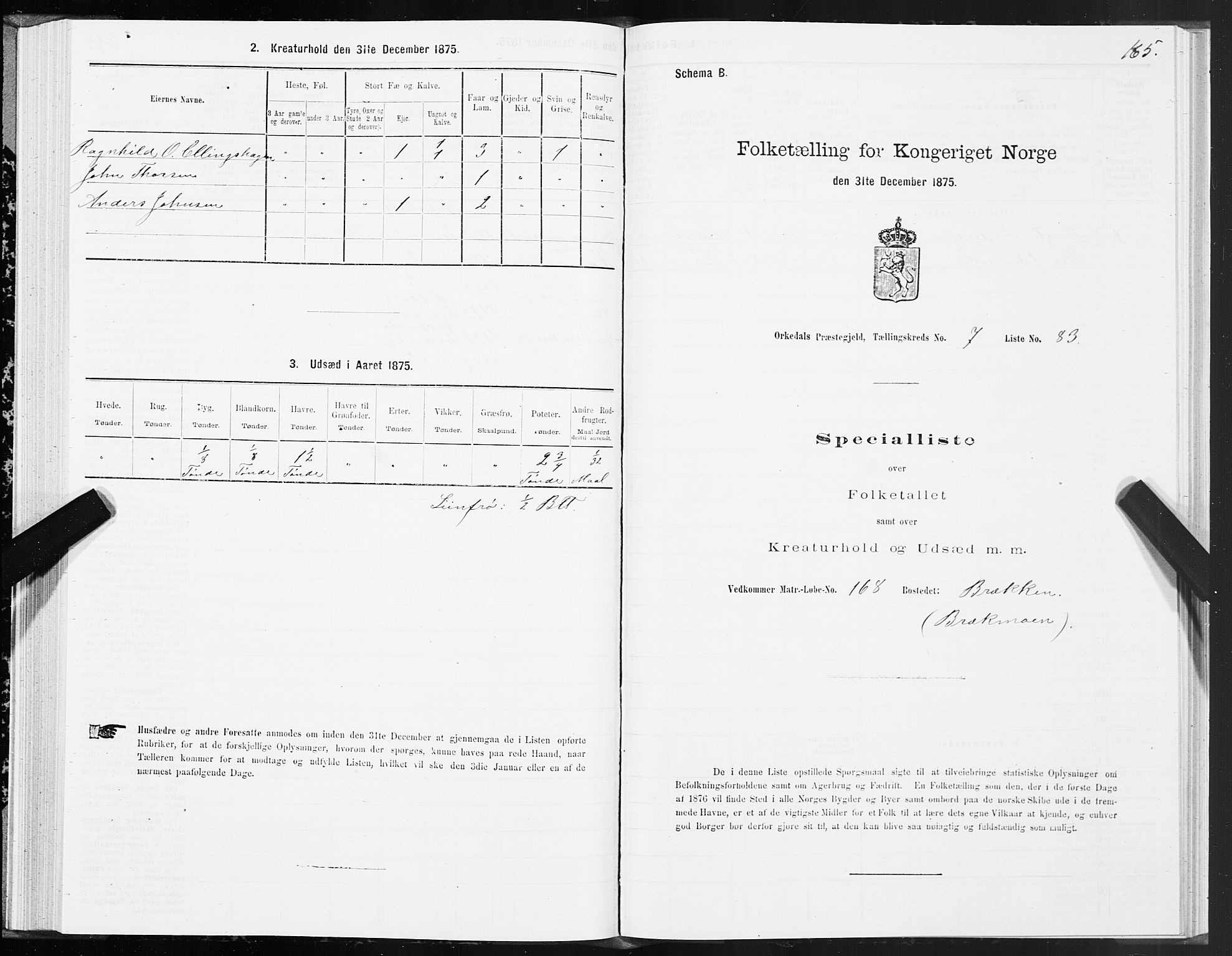 SAT, Folketelling 1875 for 1638P Orkdal prestegjeld, 1875, s. 4165