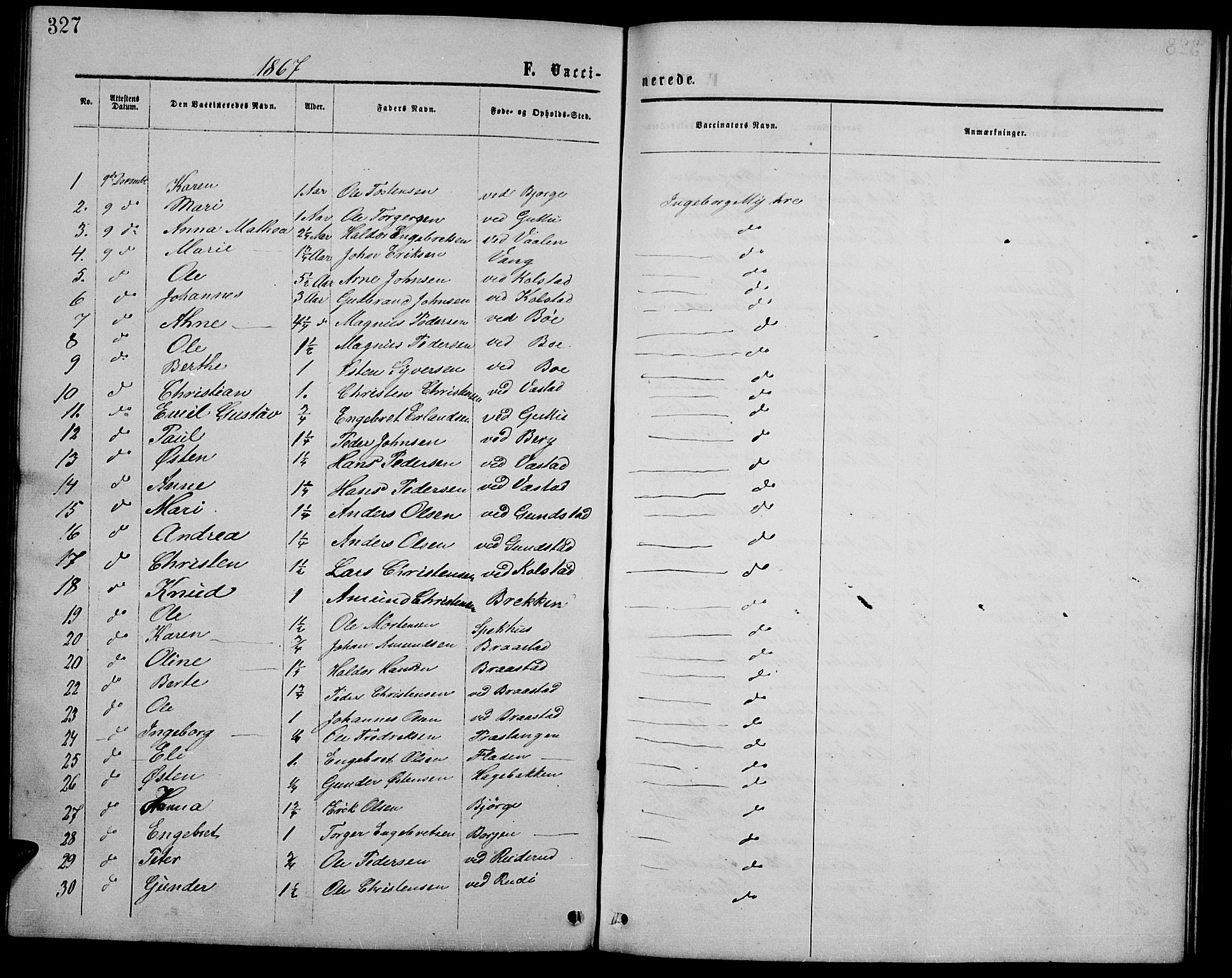 Ringebu prestekontor, AV/SAH-PREST-082/H/Ha/Hab/L0004: Klokkerbok nr. 4, 1867-1879, s. 327