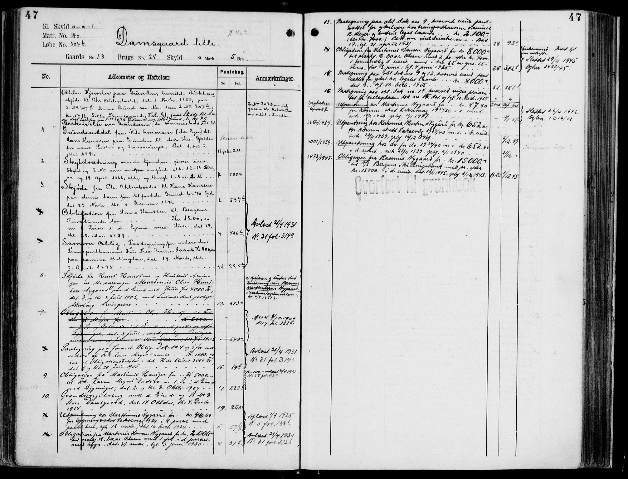 Midhordland sorenskriveri, AV/SAB-A-3001/1/G/Ga/Gab/L0113: Panteregister nr. II.A.b.113, s. 47