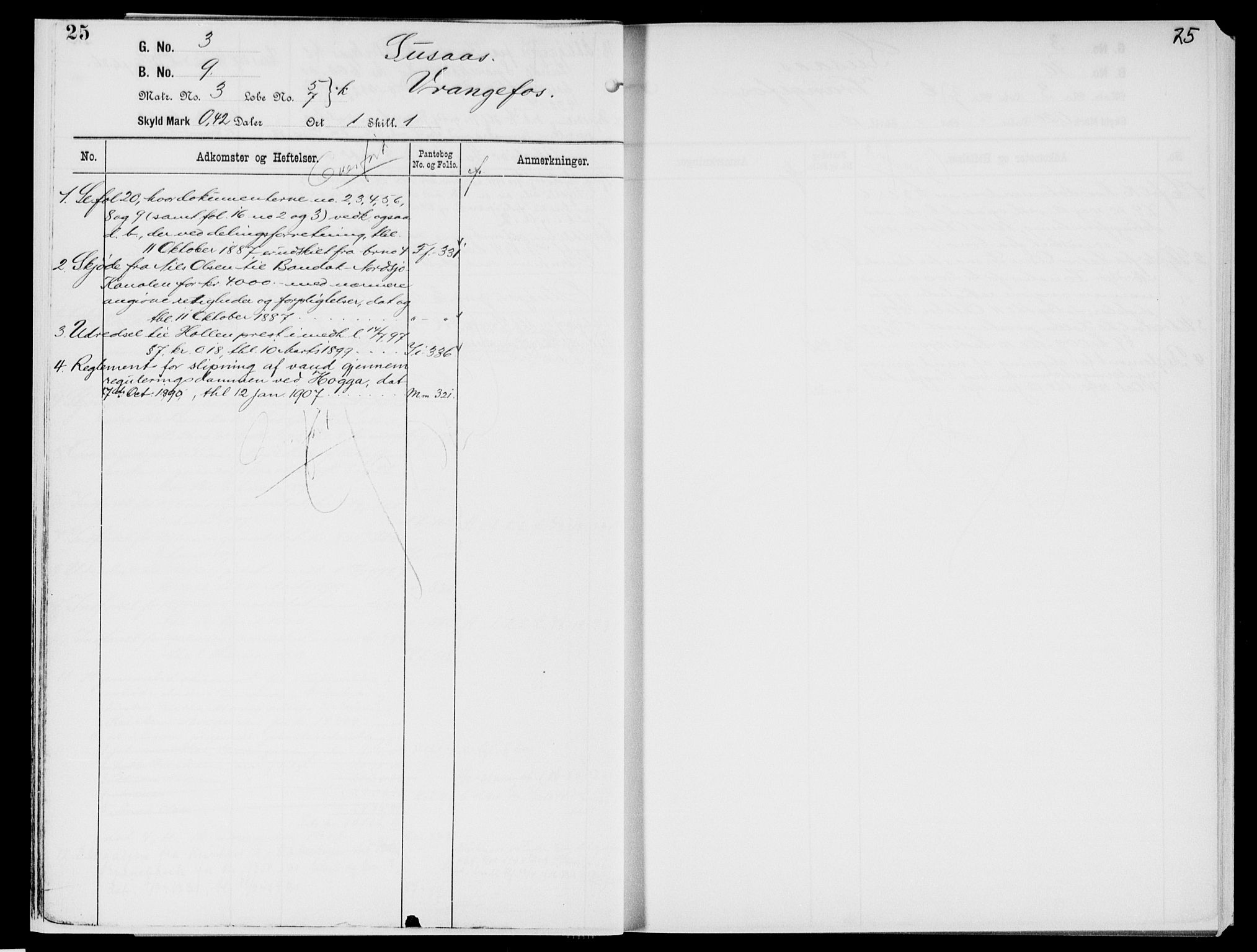 Nedre Telemark sorenskriveri, AV/SAKO-A-135/G/Gb/Gbg/L0001: Panteregister nr. VII 1, s. 25
