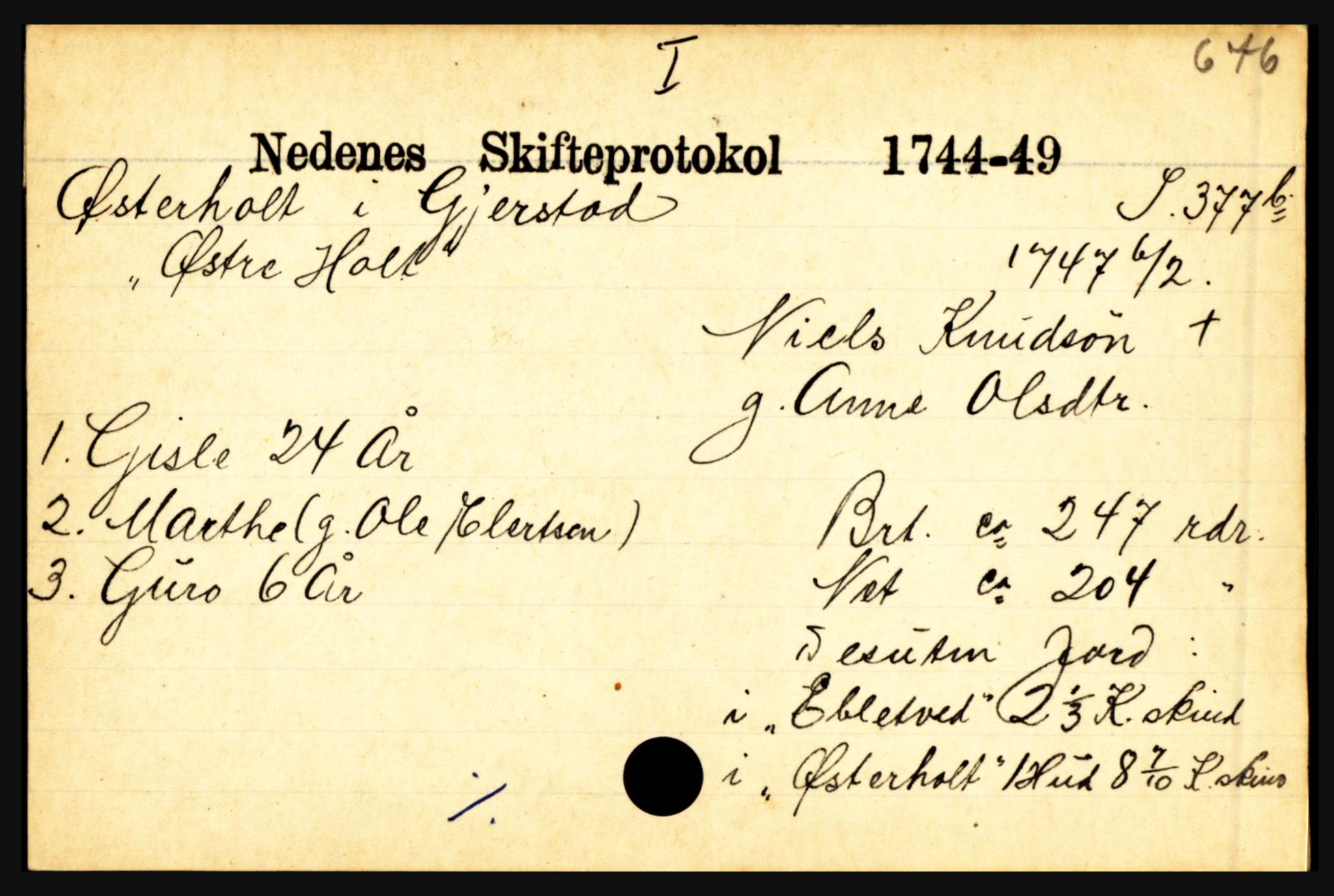 Nedenes sorenskriveri før 1824, AV/SAK-1221-0007/H, s. 33925