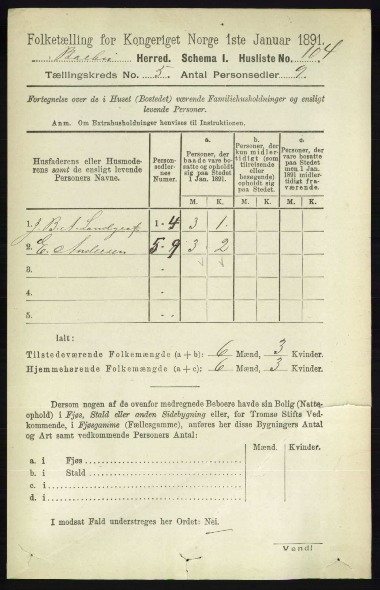 RA, Folketelling 1891 for 0990 Barbu herred, 1891, s. 3540