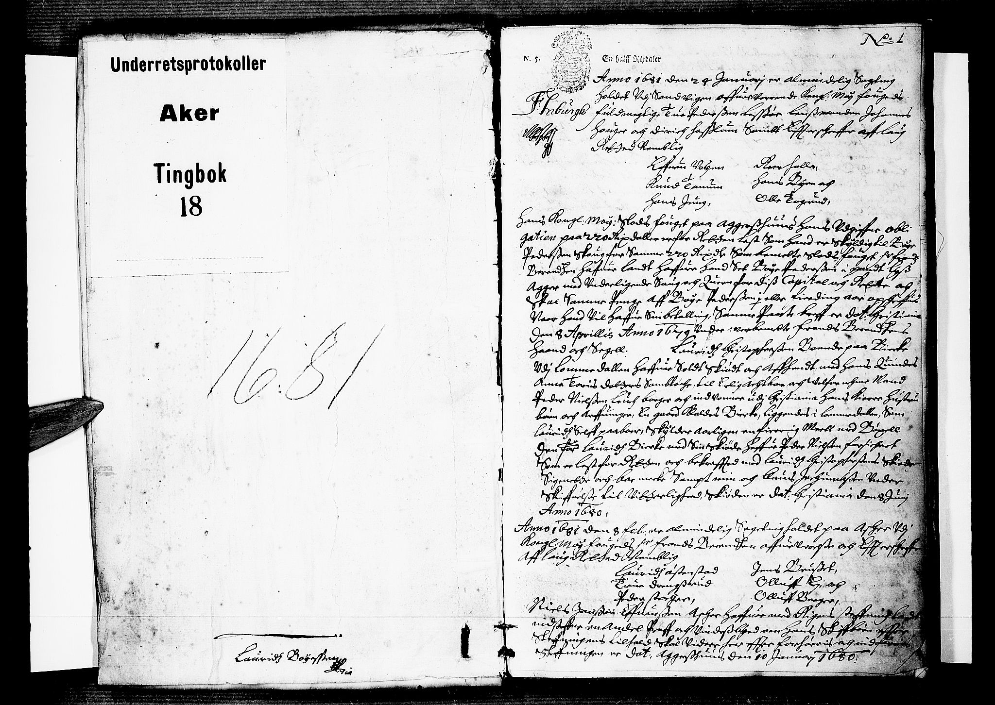 Aker sorenskriveri, SAO/A-10895/F/Fb/L0003/0018: Tingbøker, nr. 12-19 / Tingbok nr. 18, 1681, s. 0b-1a