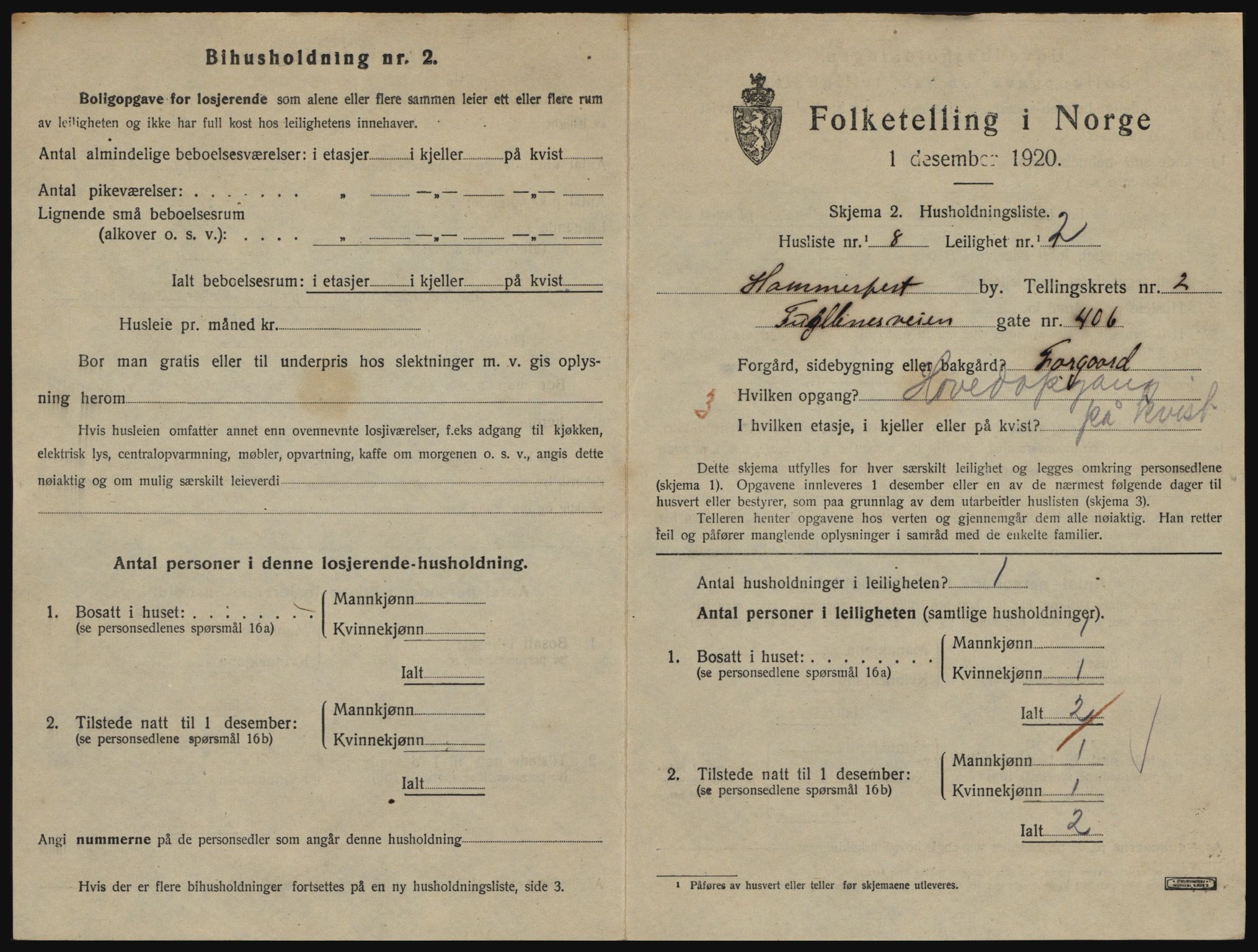 SATØ, Folketelling 1920 for 2001 Hammerfest kjøpstad, 1920, s. 1908
