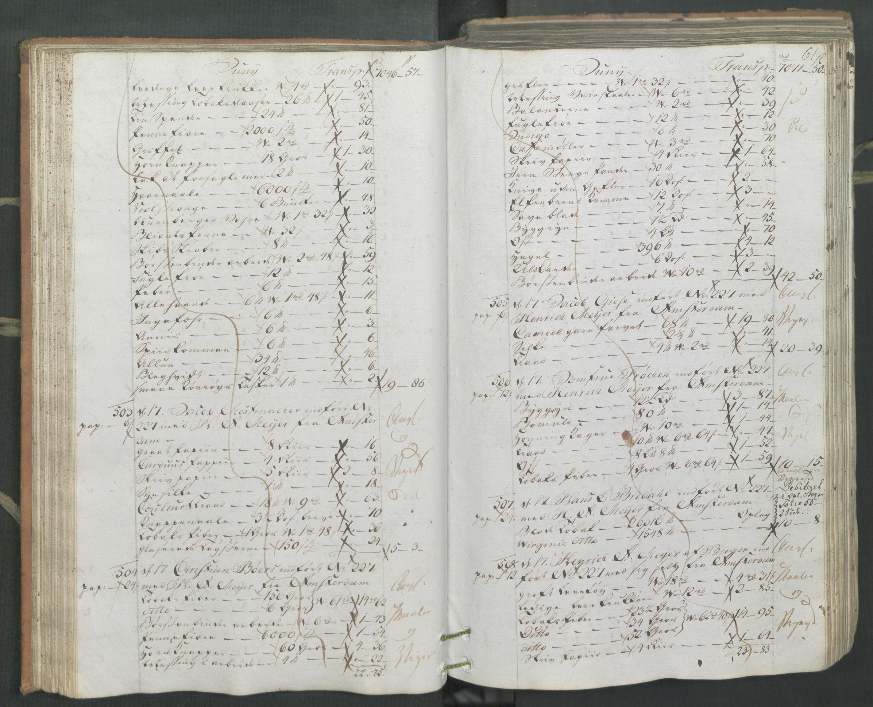 Generaltollkammeret, tollregnskaper, AV/RA-EA-5490/R26/L0222/0001: Tollregnskaper Bergen A / Inngående hovedtollbok, 1786, s. 60b-61a