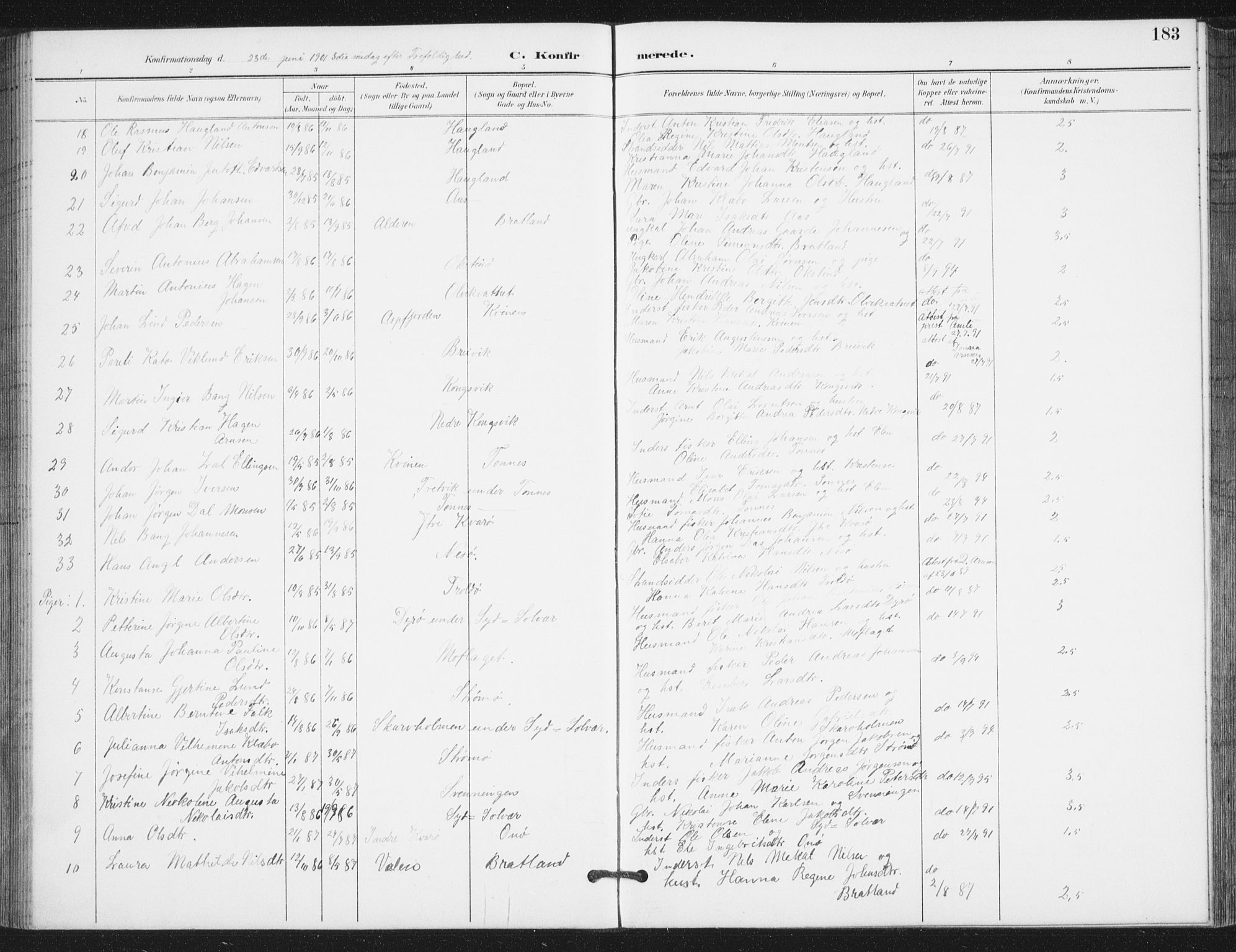 Ministerialprotokoller, klokkerbøker og fødselsregistre - Nordland, AV/SAT-A-1459/839/L0573: Klokkerbok nr. 839C03, 1892-1917, s. 183