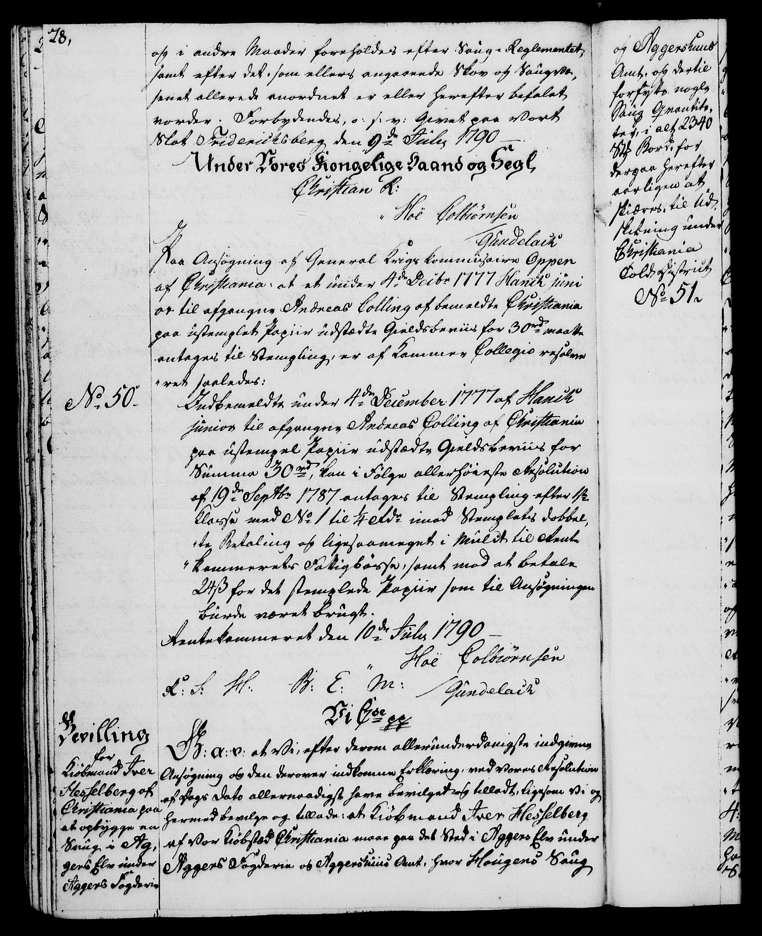 Rentekammeret, Kammerkanselliet, RA/EA-3111/G/Gg/Gga/L0015: Norsk ekspedisjonsprotokoll med register (merket RK 53.15), 1790-1791, s. 28
