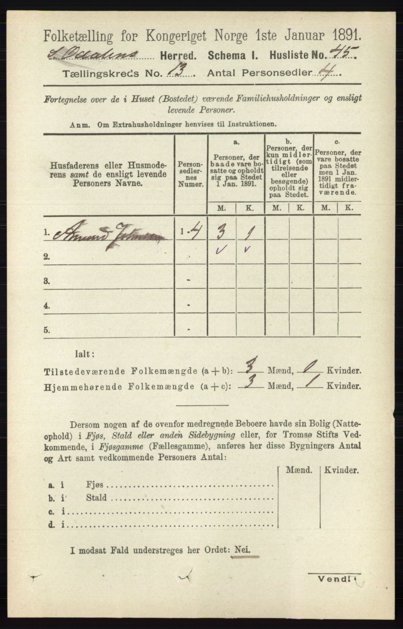 RA, Folketelling 1891 for 0419 Sør-Odal herred, 1891, s. 5551