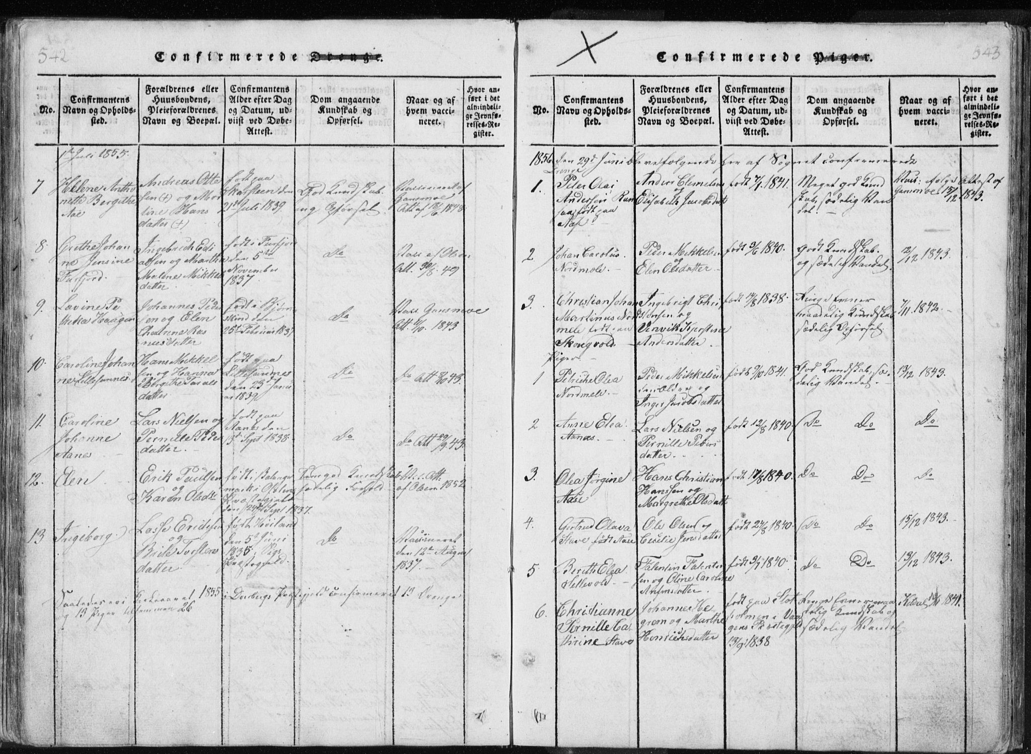 Ministerialprotokoller, klokkerbøker og fødselsregistre - Nordland, AV/SAT-A-1459/897/L1411: Klokkerbok nr. 897C01, 1820-1866, s. 542-543