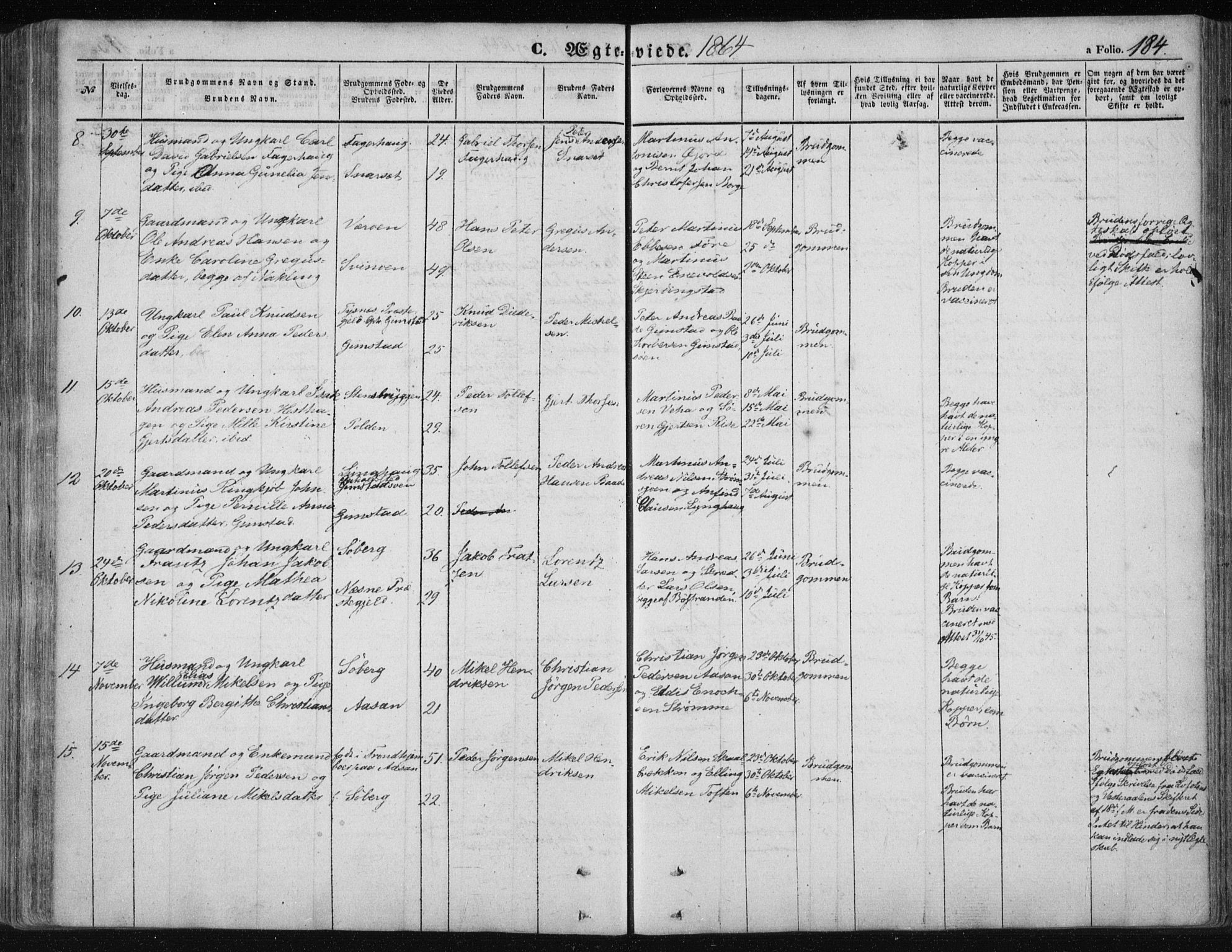 Ministerialprotokoller, klokkerbøker og fødselsregistre - Nordland, SAT/A-1459/891/L1300: Ministerialbok nr. 891A05, 1856-1870, s. 184