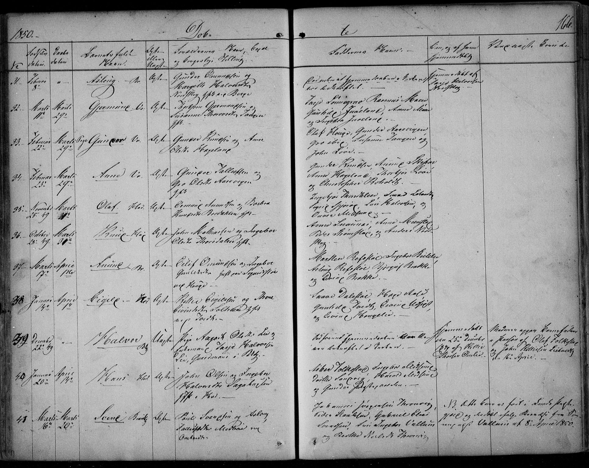 Kviteseid kirkebøker, AV/SAKO-A-276/F/Fa/L0006: Ministerialbok nr. I 6, 1836-1858, s. 166
