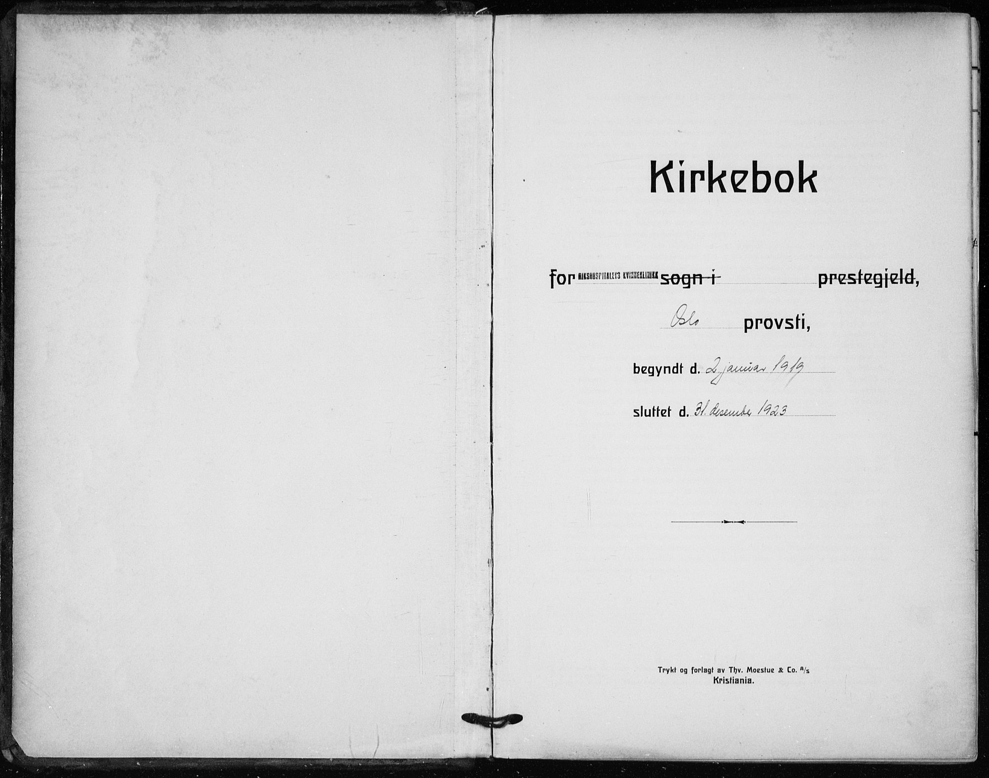 Rikshospitalet prestekontor Kirkebøker, SAO/A-10309b/F/L0017: Ministerialbok nr. 17, 1919-1922