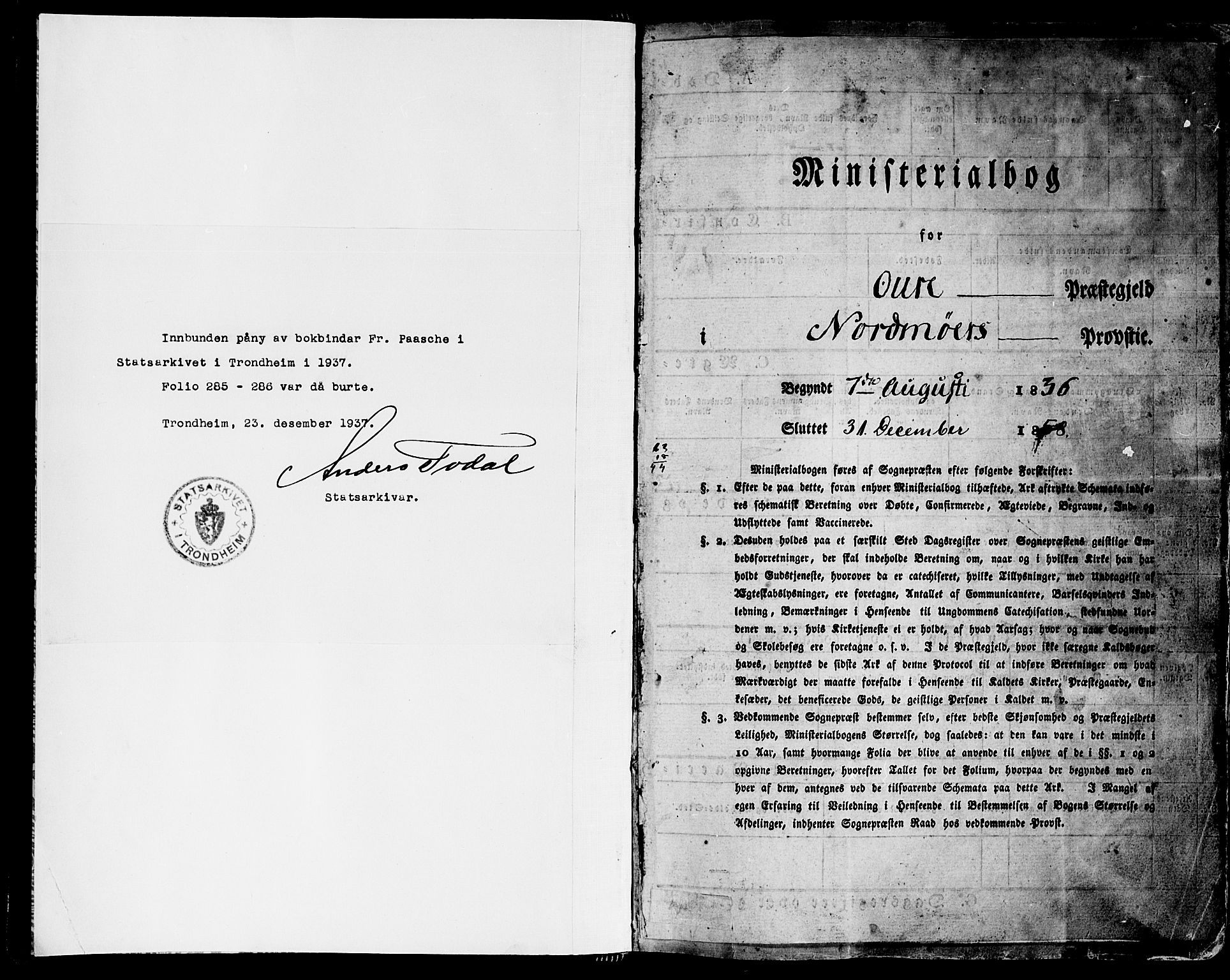 Ministerialprotokoller, klokkerbøker og fødselsregistre - Møre og Romsdal, AV/SAT-A-1454/578/L0904: Ministerialbok nr. 578A03, 1836-1858